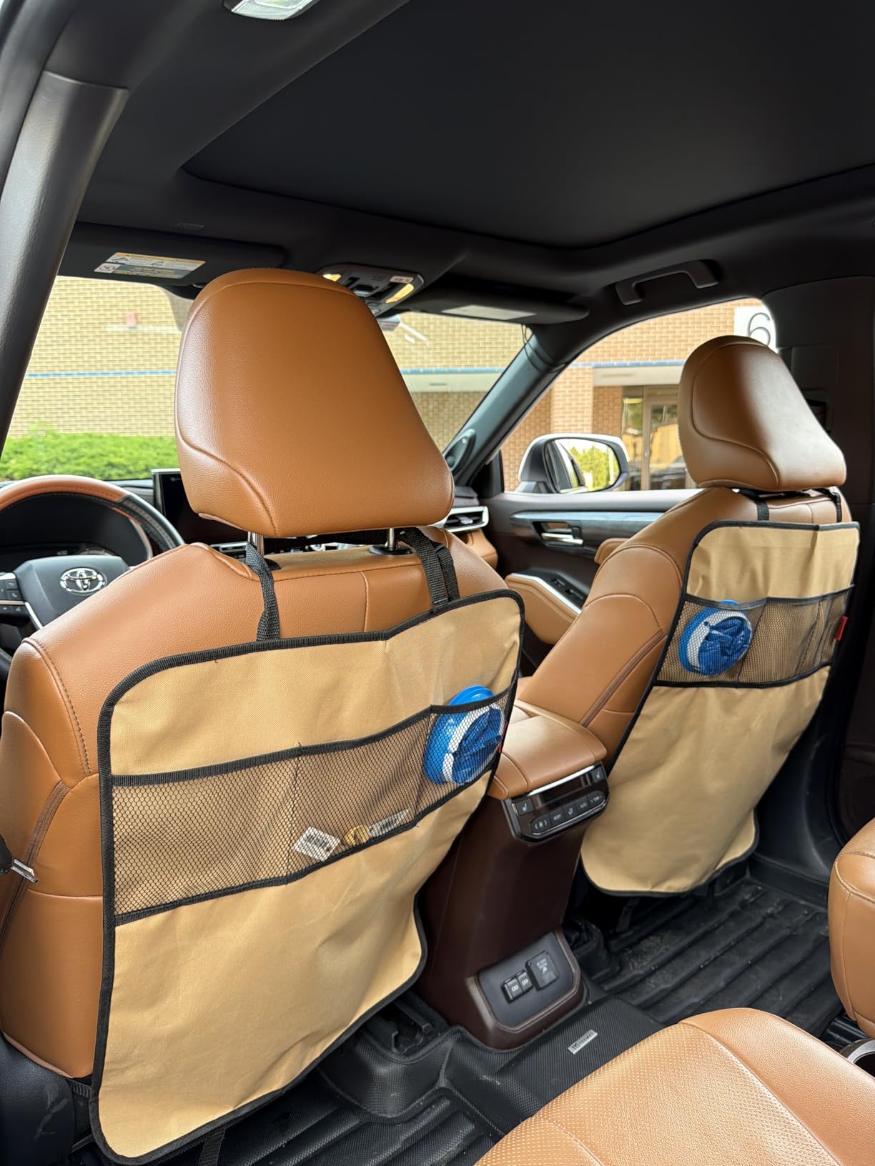 Lusso Gear Seat Back Protector - 2-Pack Kids Kick Mat & Car Seat Organizer - Waterproof Oxford Backseat Cover - 3 Mesh Pockets for Car Organization, Black customer photo 2