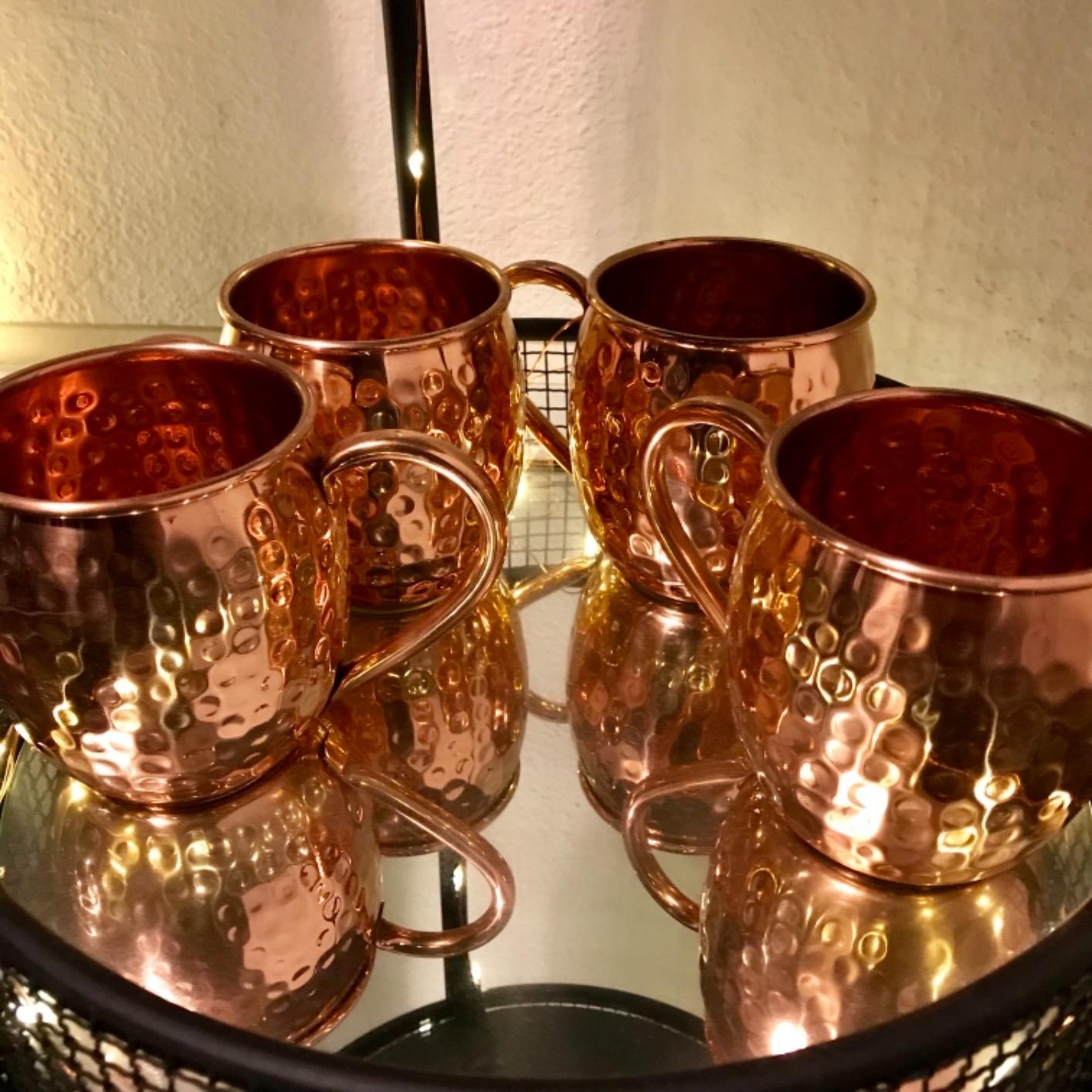 Advanced Mixology Pure Copper Moscow Mule Mugs Set of 4, 19 oz Hand-Hammered Copper Cocktail Mugs with Reusable Straws, Jigger & Coasters, Ideal for Home Bars, Restaurants & Events, 1-Year Warranty customer photo 1