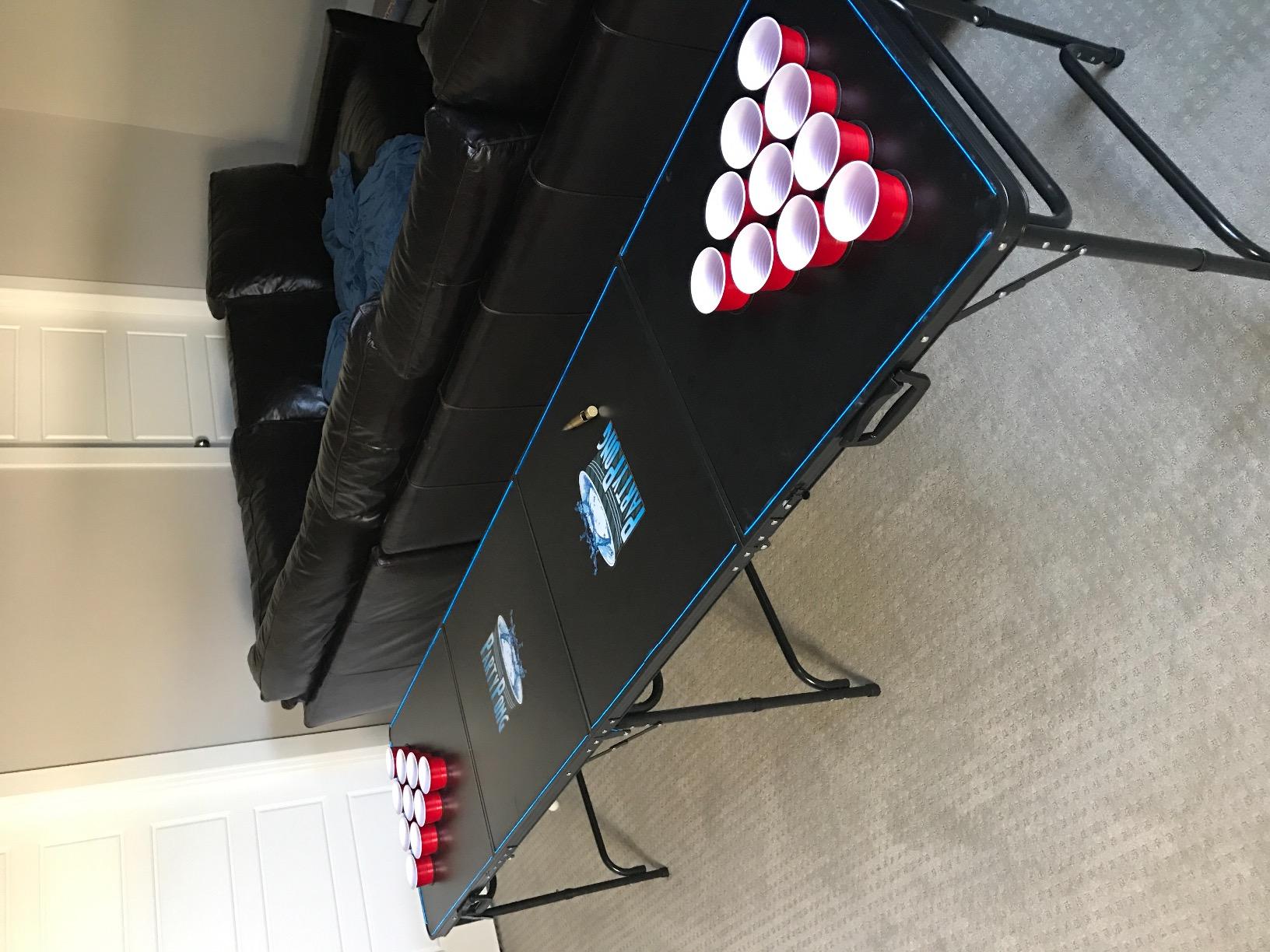 8-Foot Regulation Folding Beer Pong Table w/Beer Pong Balls & Optional Cup Holes, LED Lights, Custom Graphic (Choose Your Model) customer photo 1