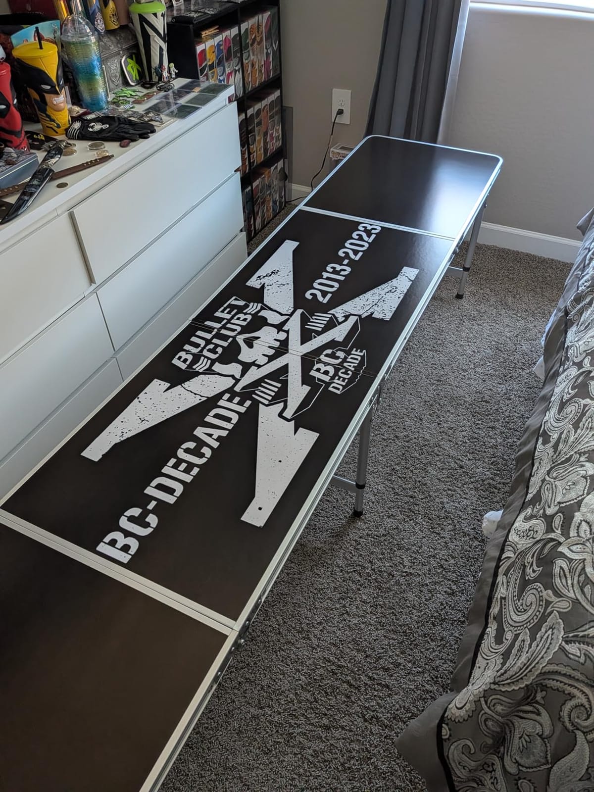 8-Foot Regulation Folding Beer Pong Table w/Beer Pong Balls & Optional Cup Holes, LED Lights, Custom Graphic (Choose Your Model) customer photo 2