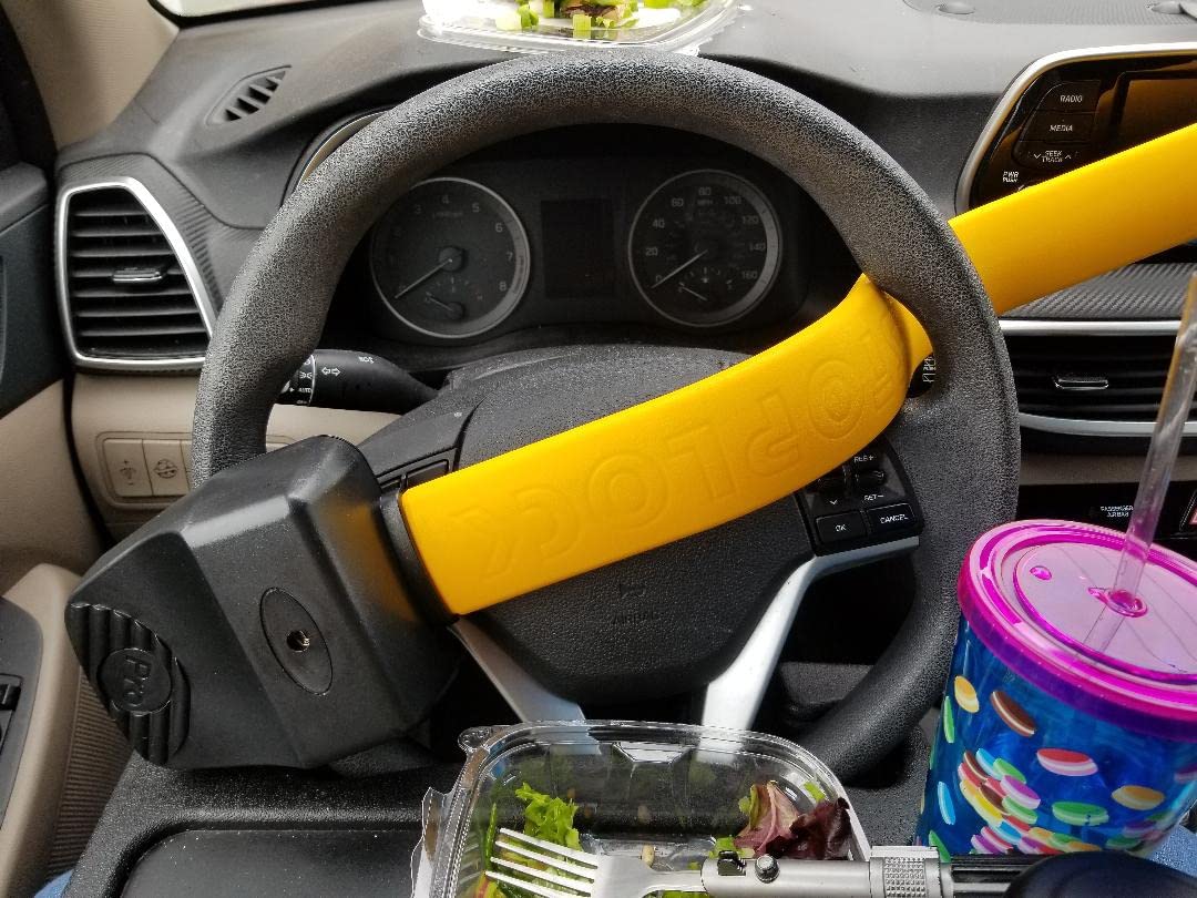 Stoplock Pro Elite Car Steering Wheel Lock HG 150-00 - Safe Secure Heavy Duty Anti-Theft Bar - Universal Fit - Includes 2 Keys and Carry Bag, Black/Yellow, 1 Unit customer photo 1
