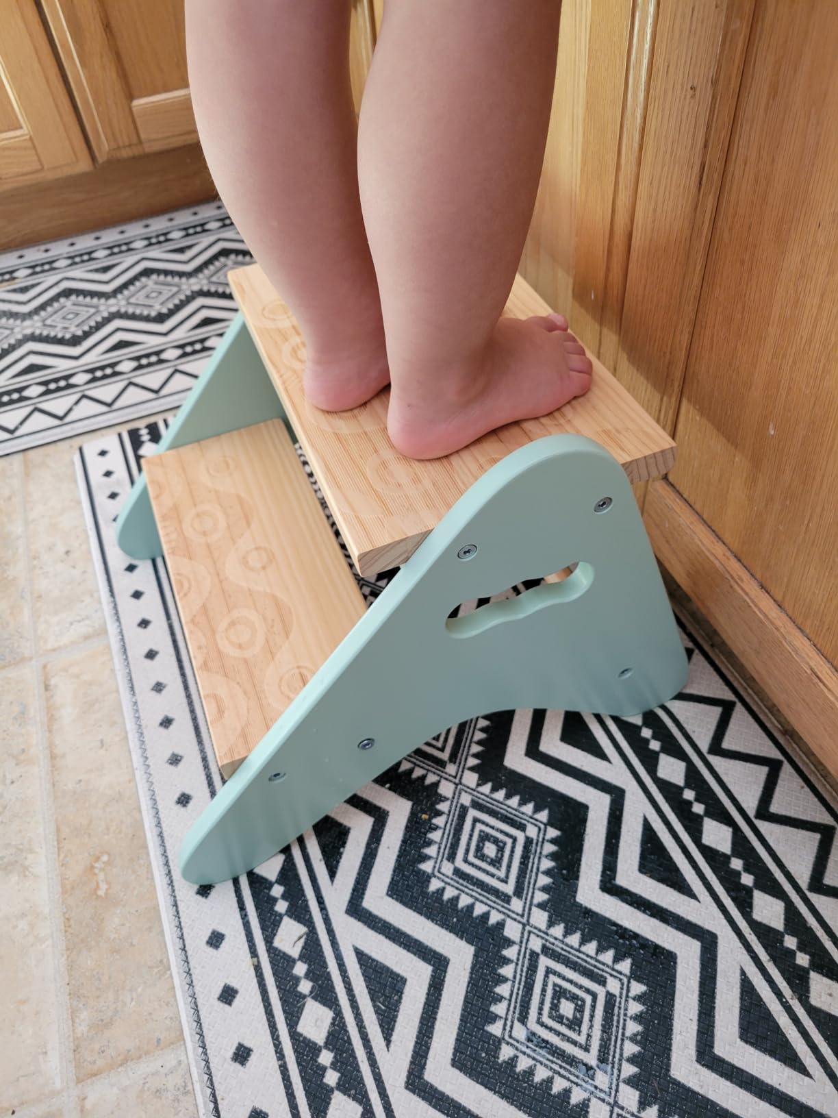B. toys Wooden Step Stool for Kids, Peek-A-Boost Mint - Supports up to 70kg customer photo 1