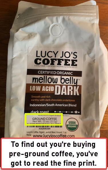 Lucy Jo's Coffee, Organic Mellow Belly Low Acid Blend, Medium Dark Roast, Whole Bean, 11 oz (11 OZ) customer photo 2