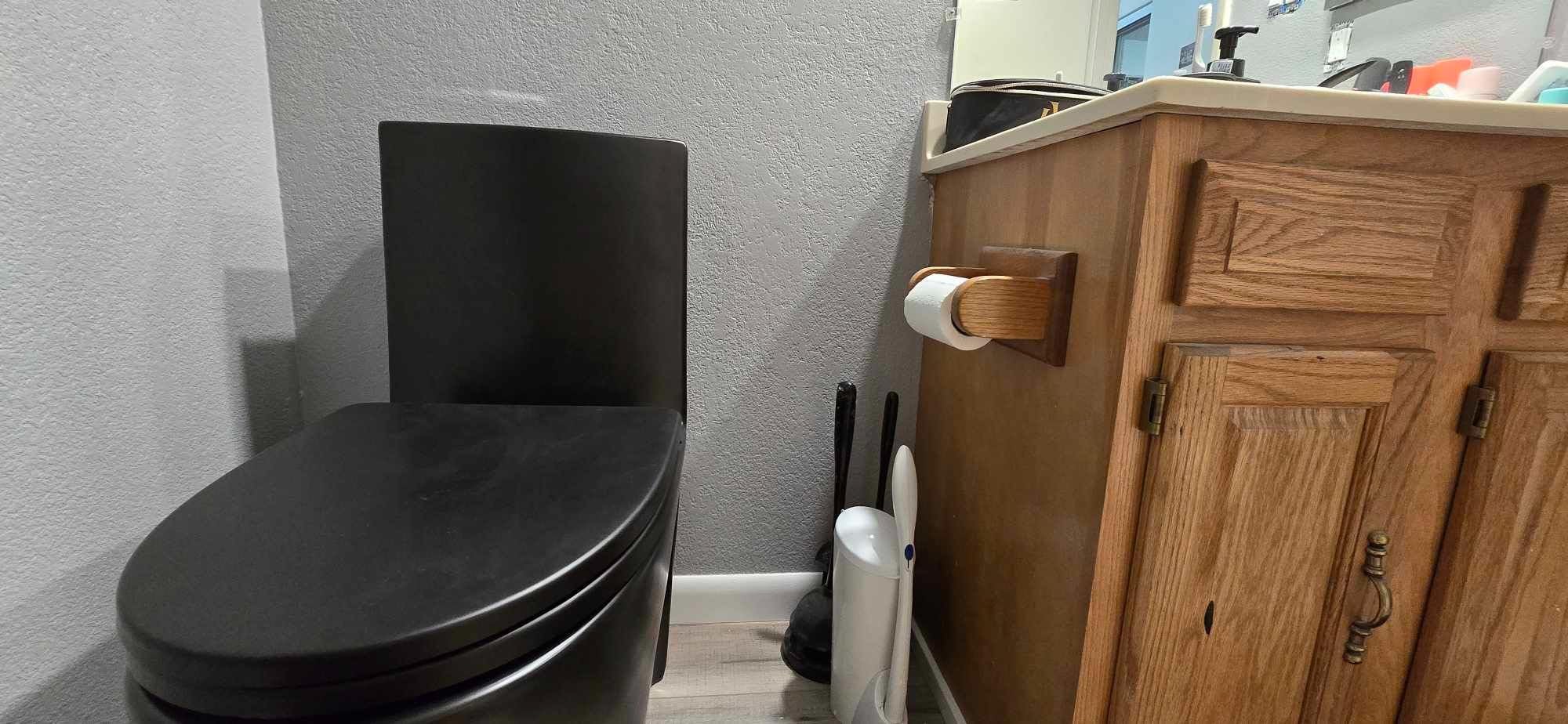 St. Tropez Comfort Height One-Piece Elongated Toilet, Vortex Dual-Flush 1.1/1.6 GPF, White Hardware customer photo 1