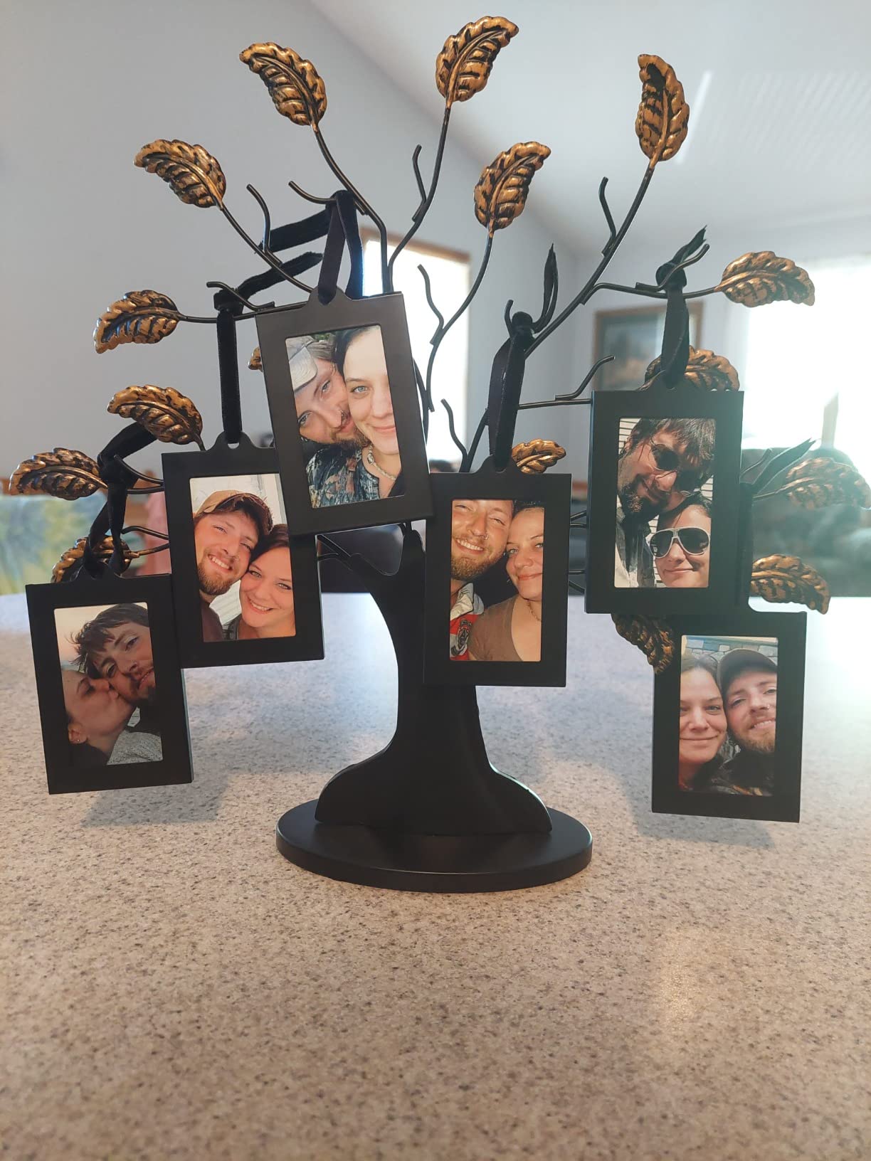 Americanflat Family Tree Picture Frame - Includes 6 Hanging 2x3 Picture Frames - Adjustable Ribbon Tassels - Ideal as Mother’s Day Gifts, Christmas Decor - Black and Bronze - Gifts for Mom customer photo 2