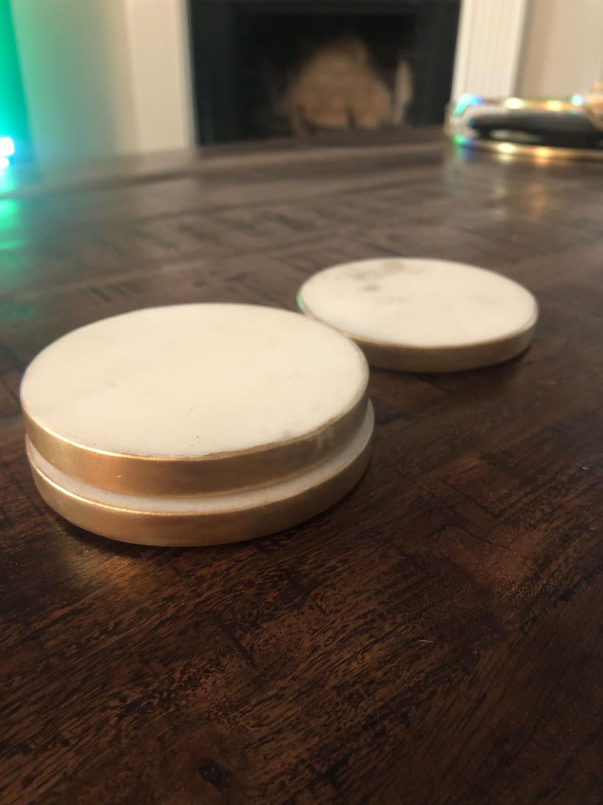 GoCraft Set of 4 Handcrafted Marble Coasters with Gold Painted Edges – White Marble Coasters for Wine Glasses, Coffee Mugs, and Beverages – Elegant Table Protectors for Home Décor and Barware customer photo 2