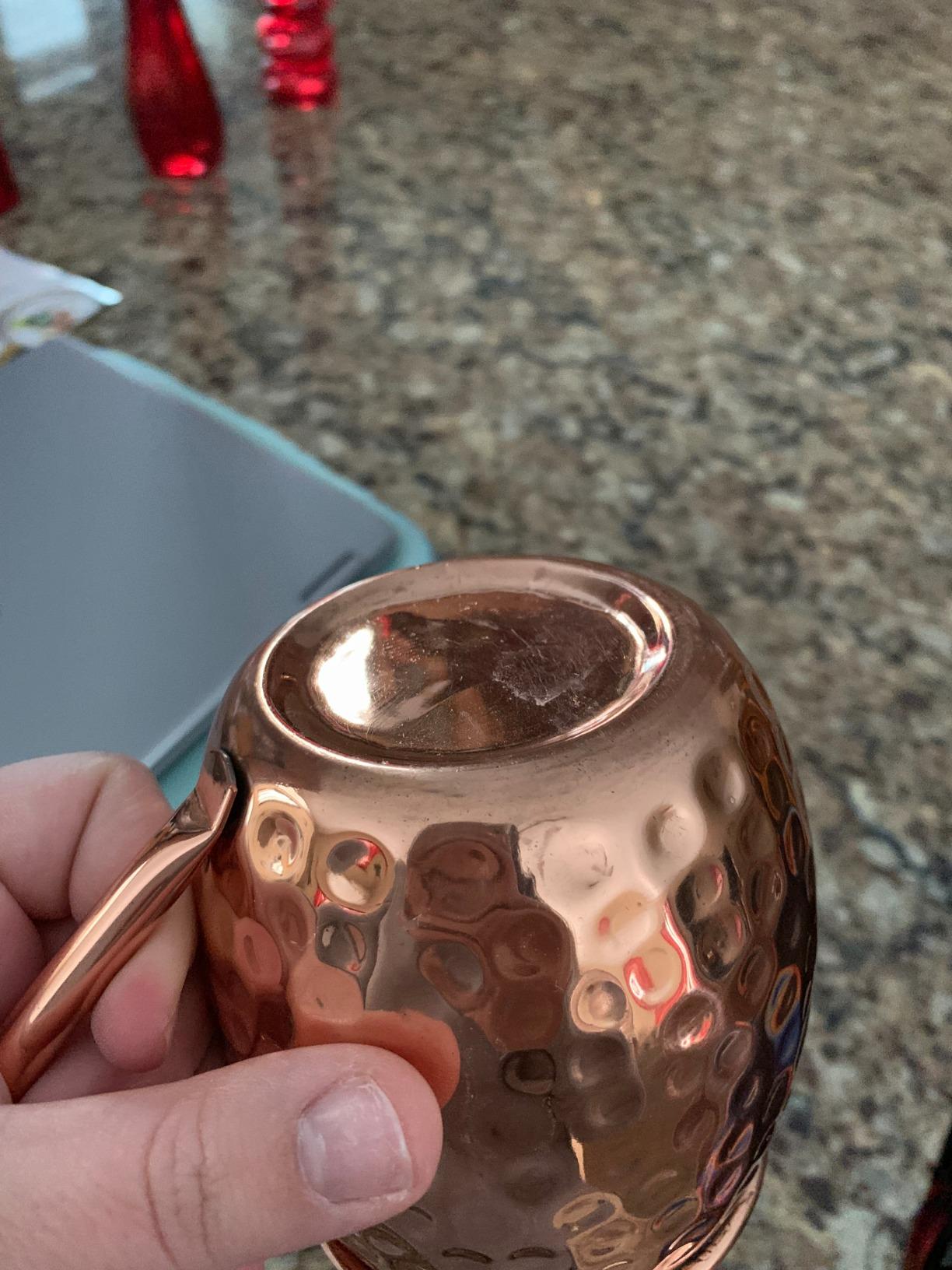 Yooreka Gift Set Moscow Mule Mugs Set Of 4 16 oz Solid Cooper, 100% Pure Copper Cups HANDCRAFTED, BONUS 4 Straws, 4 Wood Coasters, Stirring Spoon, Shot Glass and Cleaning brush (Oval) customer photo 1