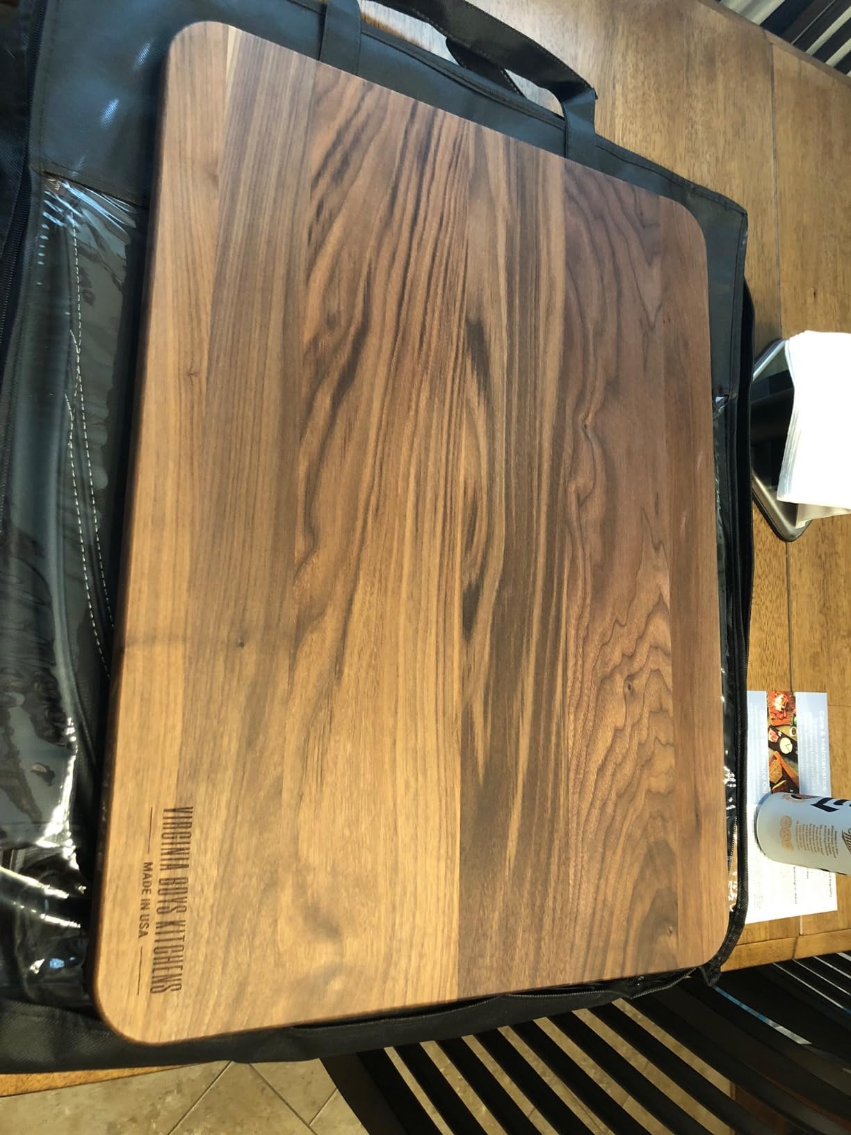 Made in USA Walnut Cutting Board by Virginia Boys Kitchens - Butcher Block made from Sustainable Hardwood (8x12) customer photo 2