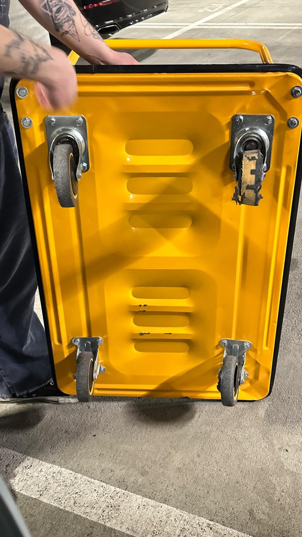 Wellmax Push Cart Dolly, Foldable Moving Platform Flat Cart, 660 lb, Yellow customer photo 2