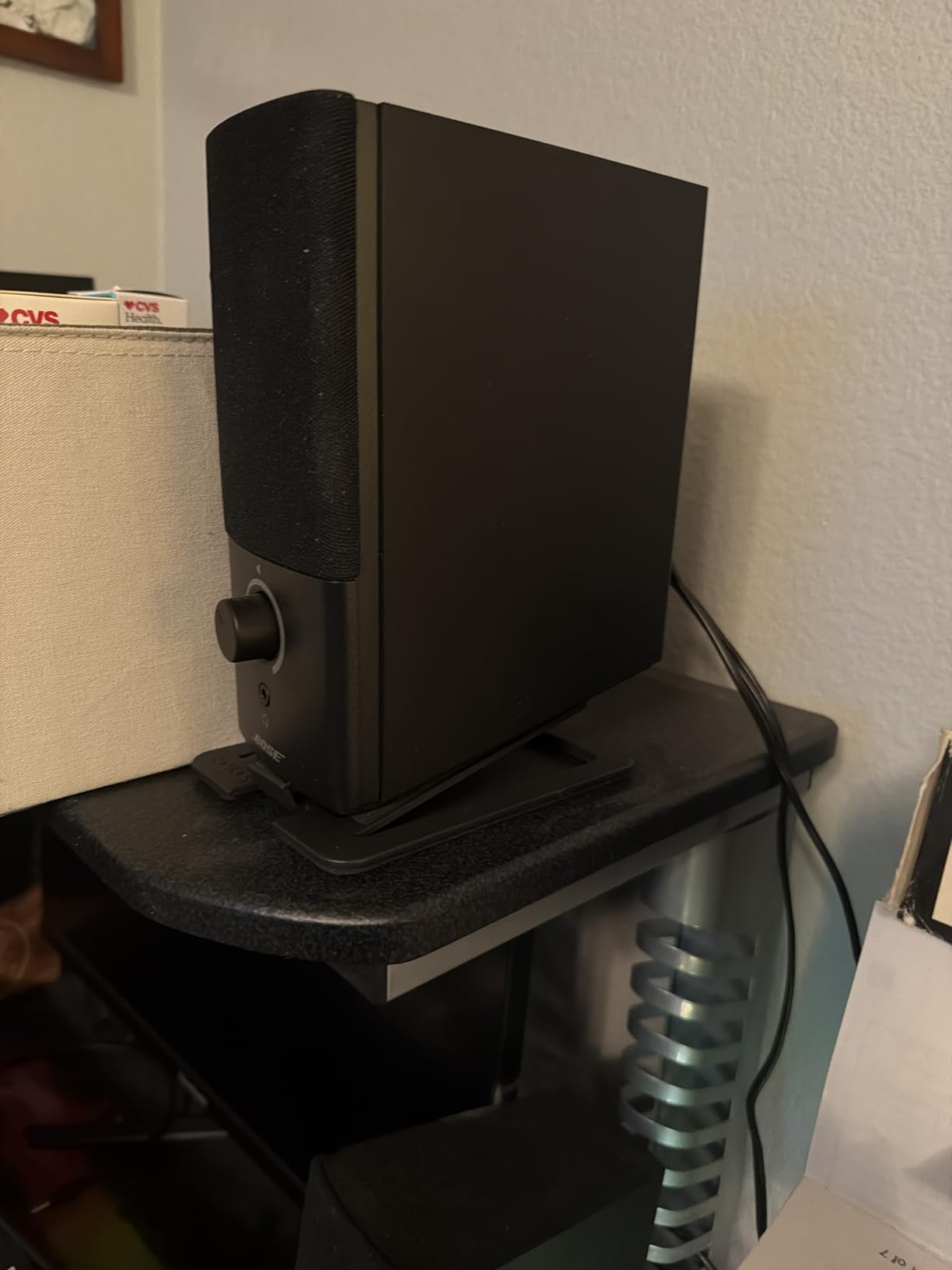 Kanto S4 Tilted Desktop Speaker Stands for Medium Bookshelf Speakers & Mid-Size 3”-4” Studio Monitors | Supports 8 lbs | Damping Foam Padding | ¼”-20 Mounting | Pair | Black customer photo 1