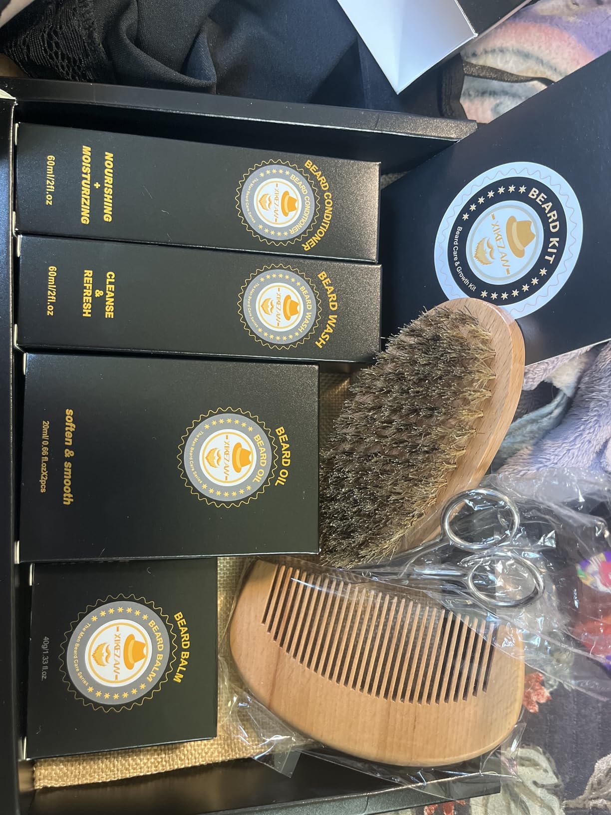 XIKEZAN Beard Kit Gifts for Men Beard Grooming/Care-Soften,Soothe Mustache | Mens Gift Set Birthday Valentines Fathers Easter Basket Gifts for Men Him Dad Husband Boyfriend Christmas Stocking Stuffers customer photo 2
