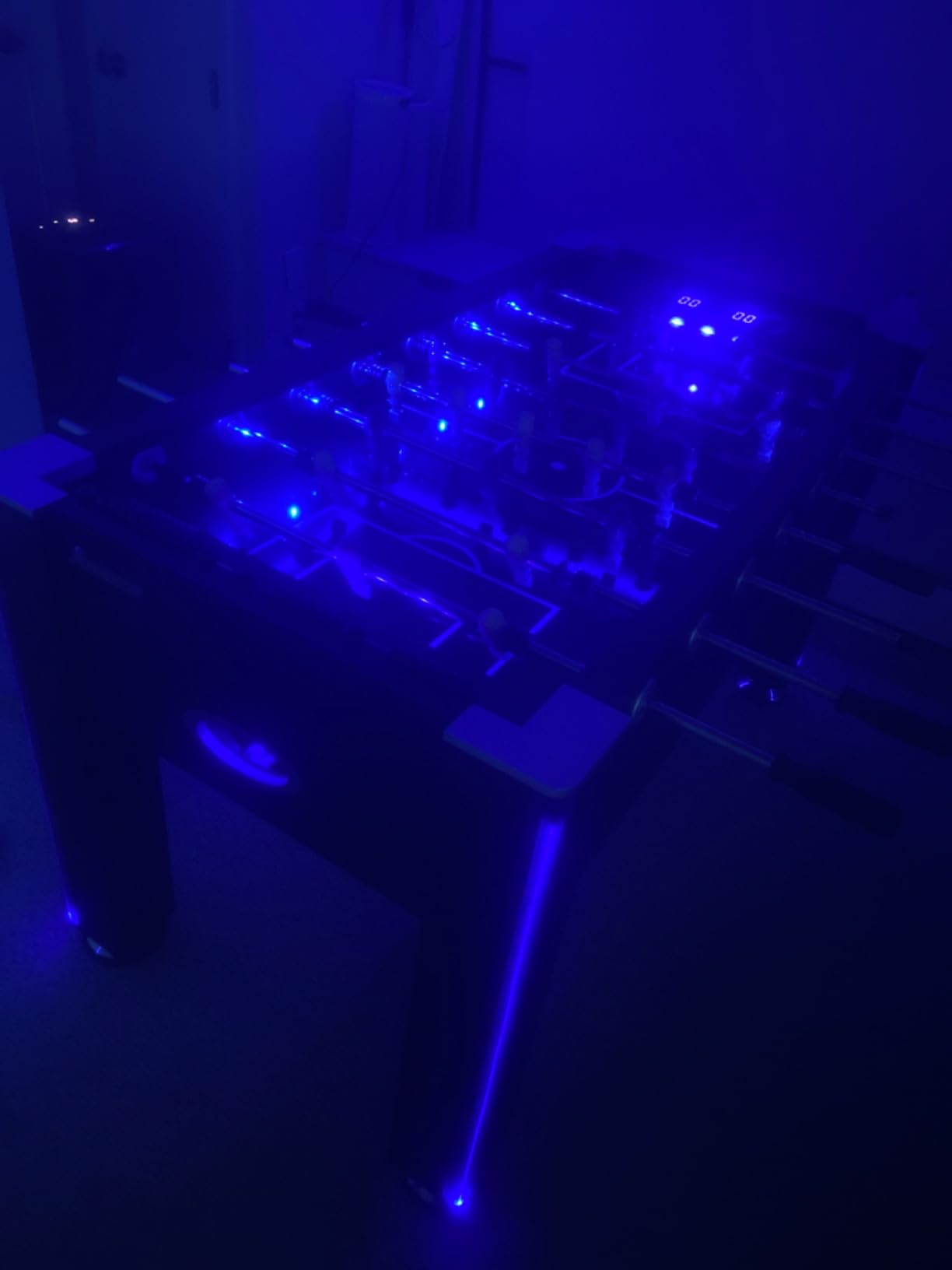 Atomic Azure LED Foosball Table – Light Up Arcade Style Table with In-Rail LED Lighting, Music, Electronic Scoring, Glow Foosball, 47” x 27” Playfield customer photo 1