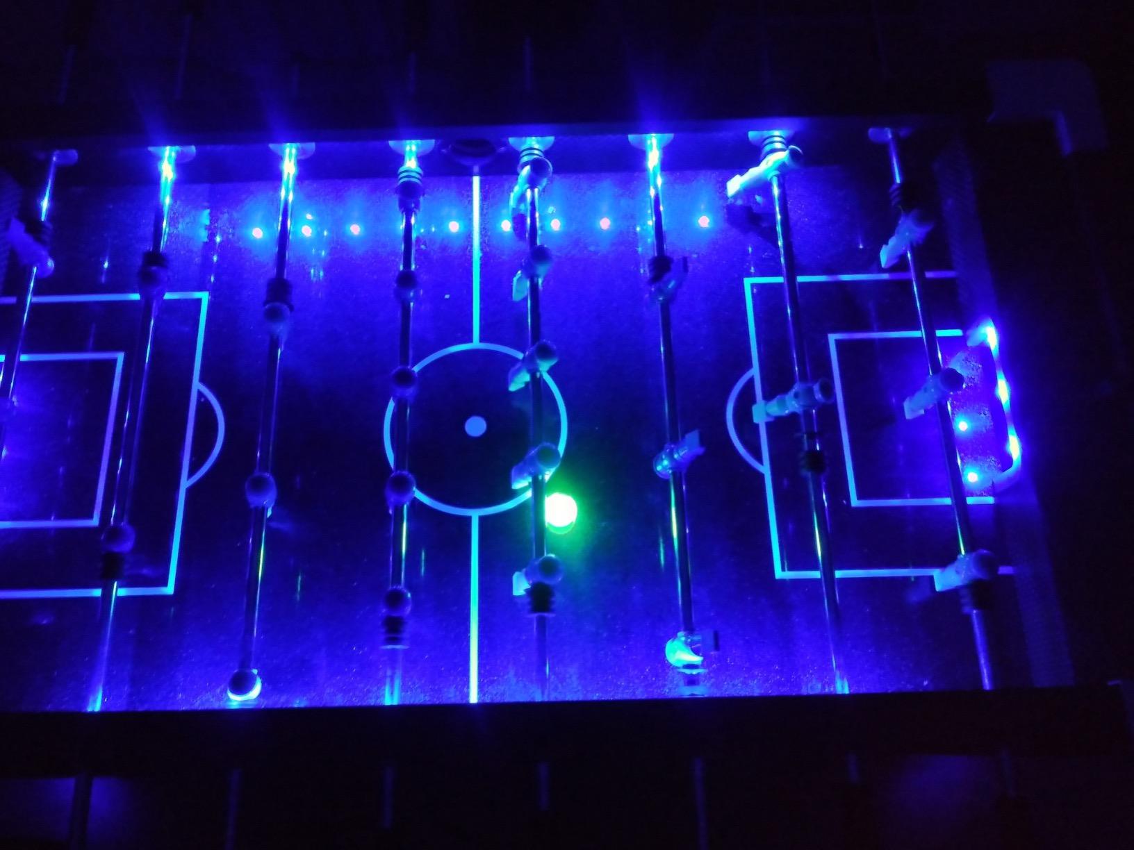Atomic Azure LED Foosball Table – Light Up Arcade Style Table with In-Rail LED Lighting, Music, Electronic Scoring, Glow Foosball, 47” x 27” Playfield customer photo 2
