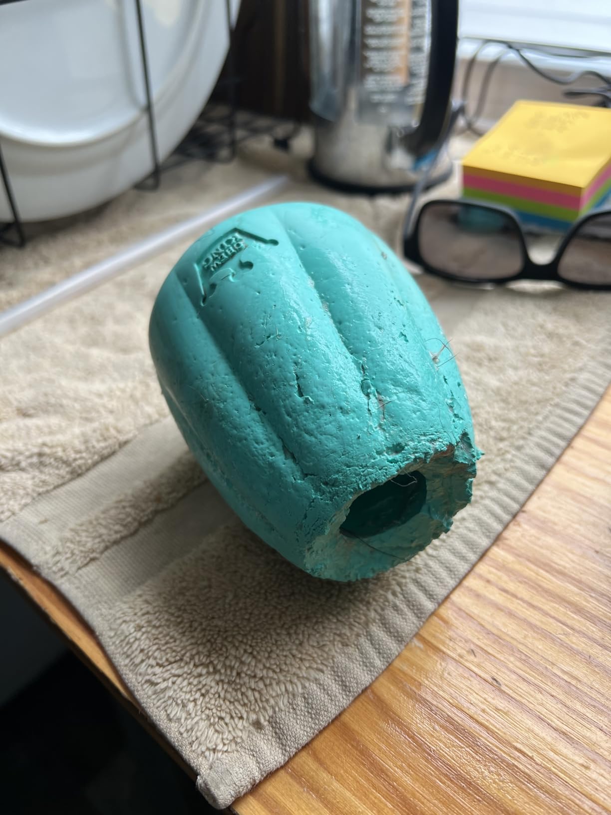 Chew King by Mammoth Premium Treat Dispensing Dog Toy, Durable Natural Rubber Chew Toy, Safety Air Vent, Interactive Enrichment Toy for Aggressive Chewers, Large Pack of 2- Teal customer photo 2