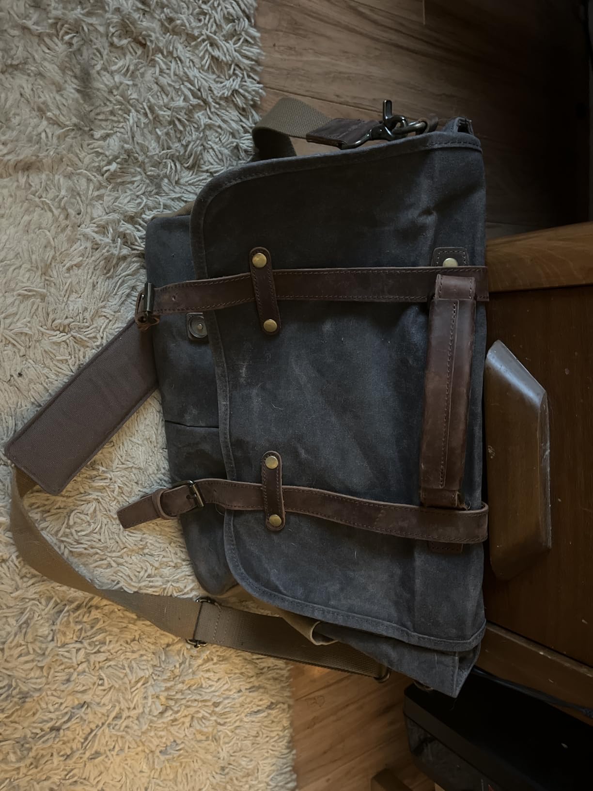 NEWHEY Mens Messenger Bag 15.6 Inch Business Office Work Briefcase Brown customer photo 2