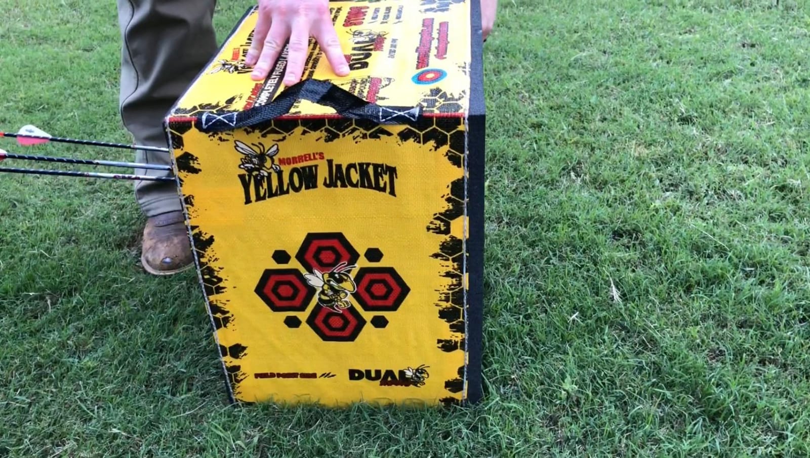 Morrell Yellow Jacket Dual Threat Foam Archery Target Block for Compound Bows and Crossbows, with 4 Sides and 32 Bullseyes, Yellow customer photo 1
