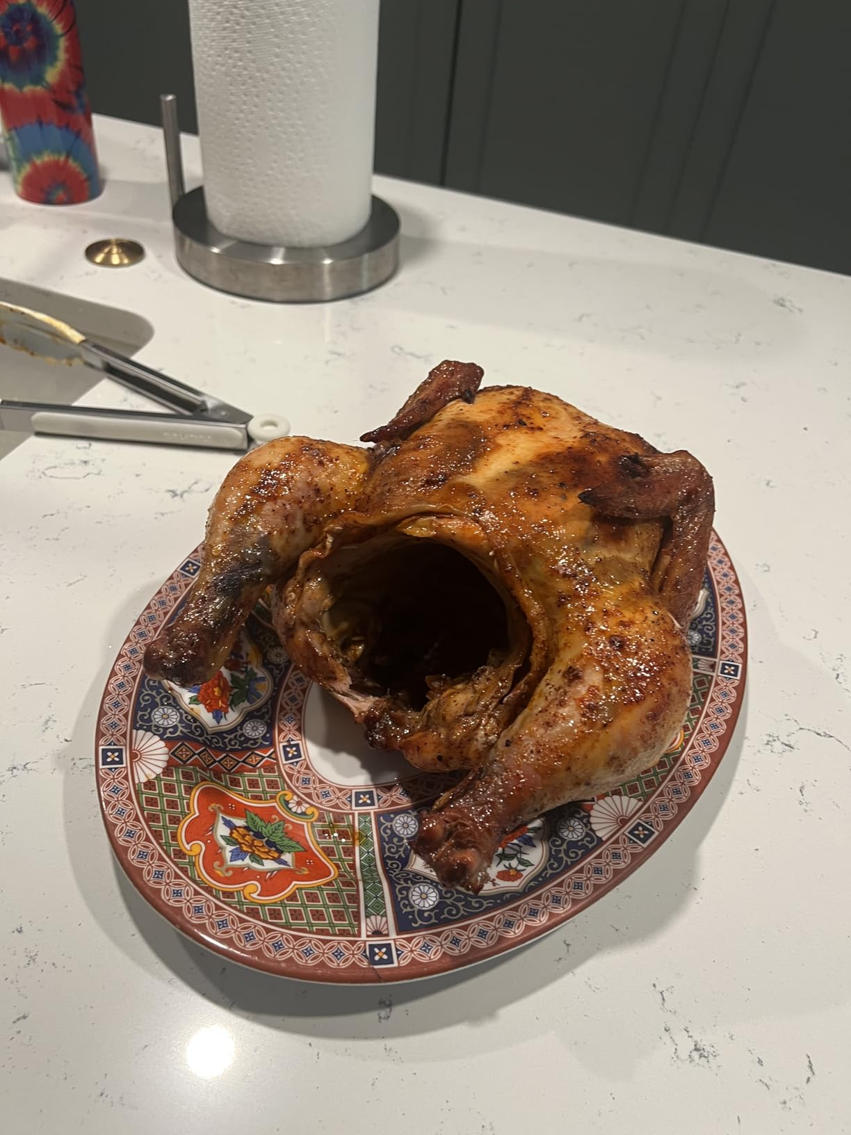 Ceramic Chicken Roaster Rack, Beer Can Chicken Stand Vertical Poultry Chicken Cooking BBQ Accessories, Non-Stick Ceramic Steamer Beer Can Turkey Roaster Barbecue Cooker customer photo 1