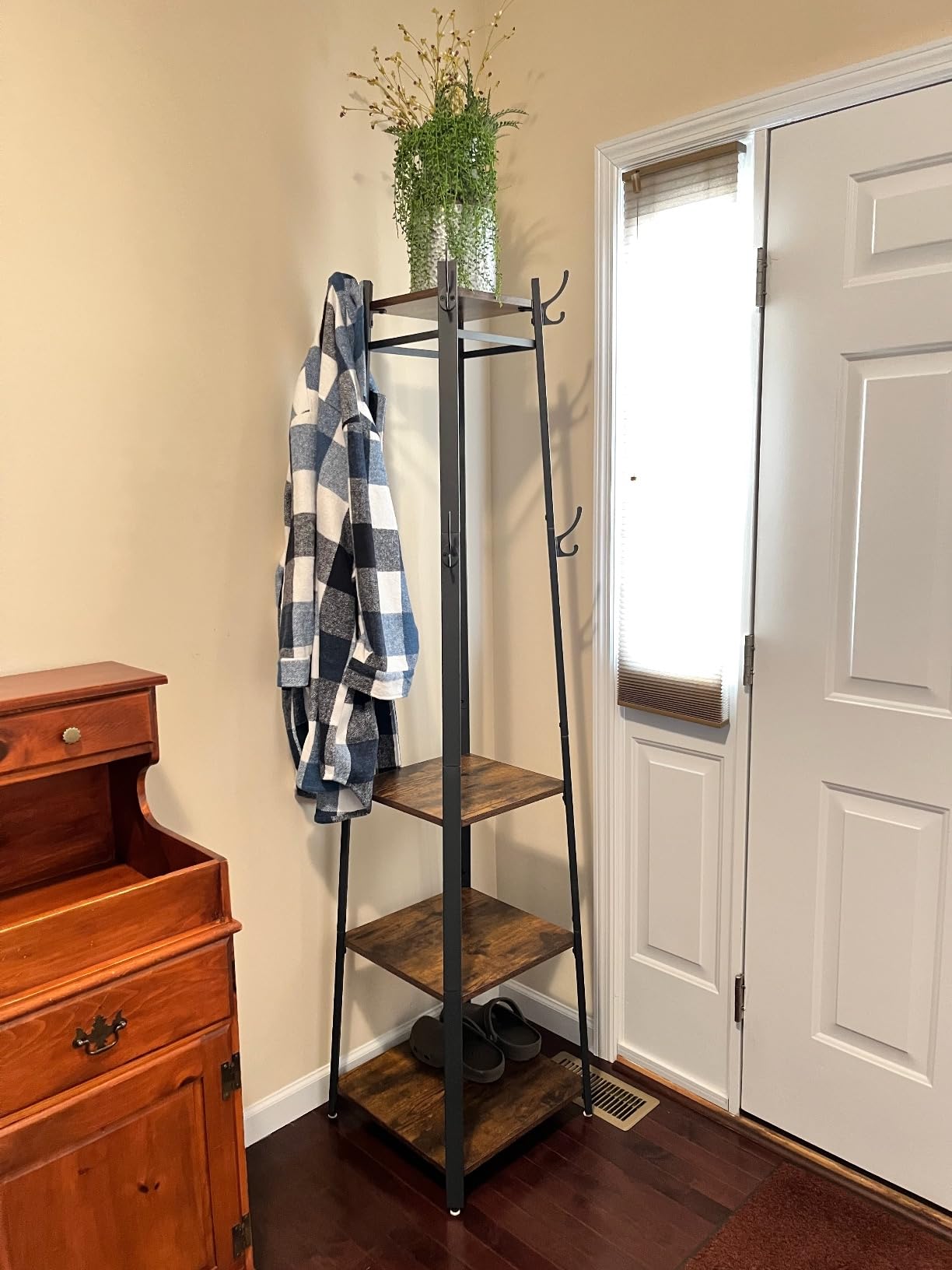 VASAGLE Coat Rack Freestanding, Hall Tree with 2 Shelves customer photo 1