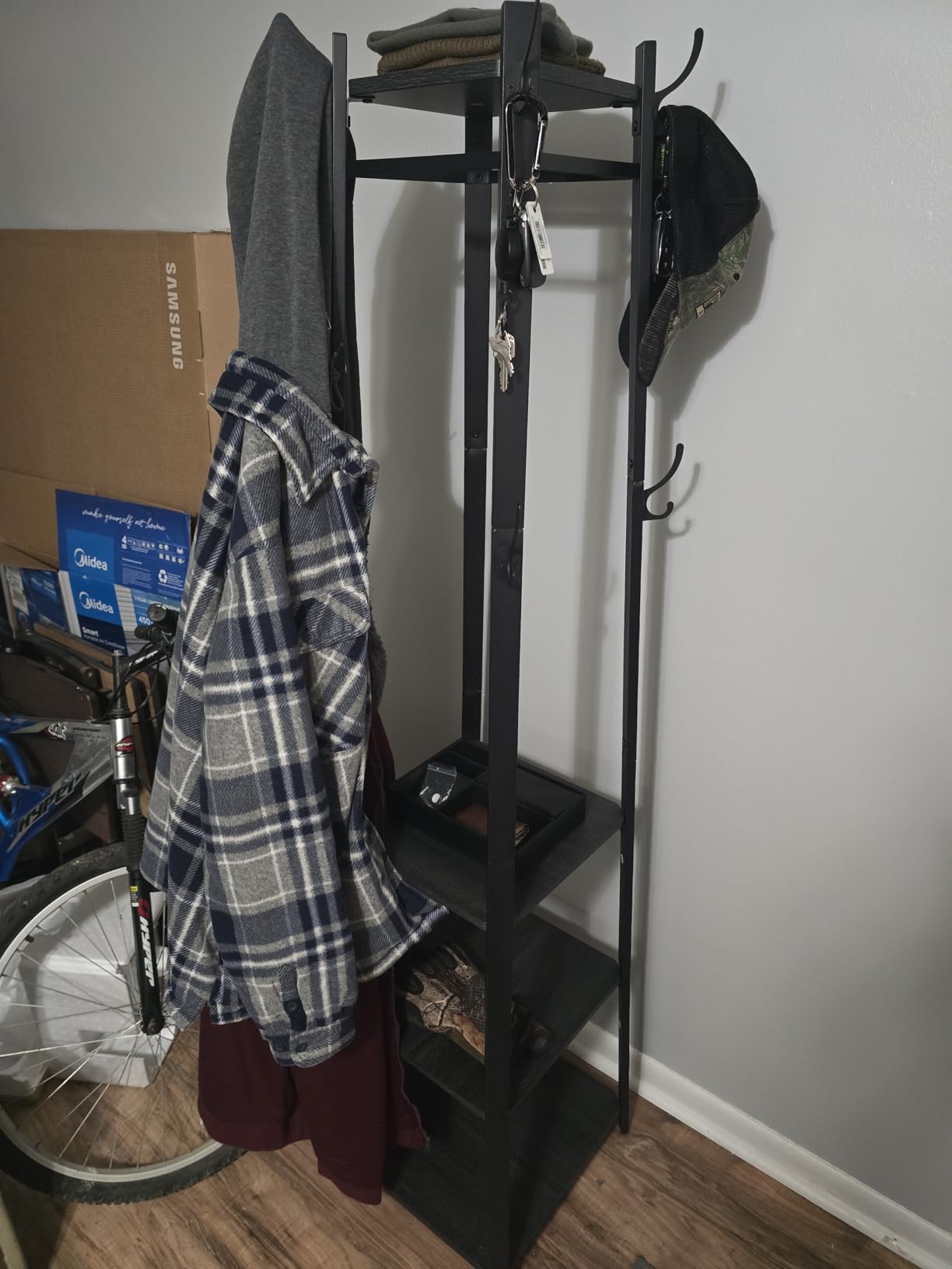 VASAGLE Coat Rack Freestanding, Hall Tree with 2 Shelves customer photo 2