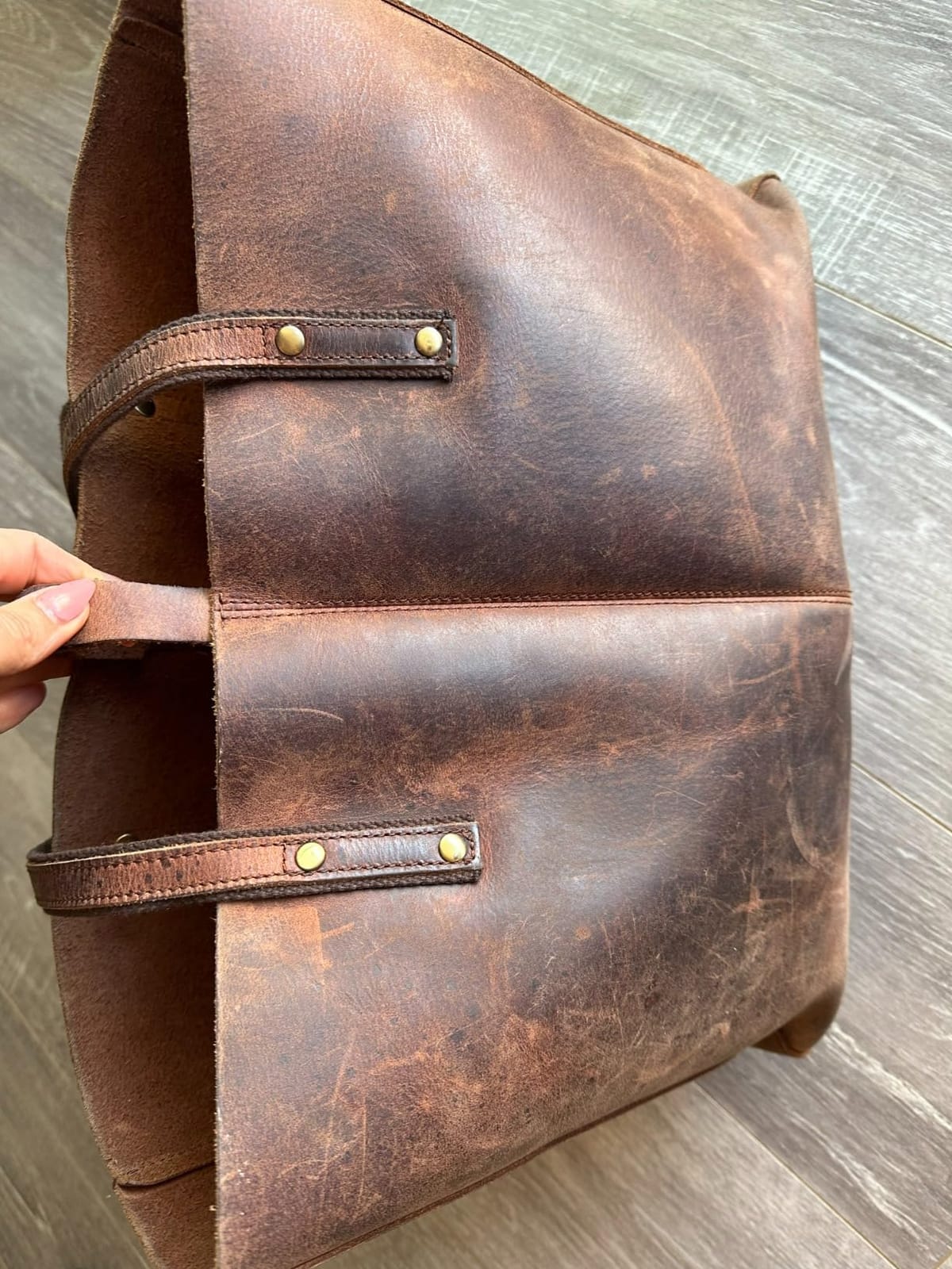 Genuine Leather Shoulder Tote Bag for Women Large Handbag Work Purse | Top Grain Leather, Fits 15.6-inch Laptop, for Work Travel Daily, Removable Canvas Pouch, Reinforced Stitching and Nails customer photo 1