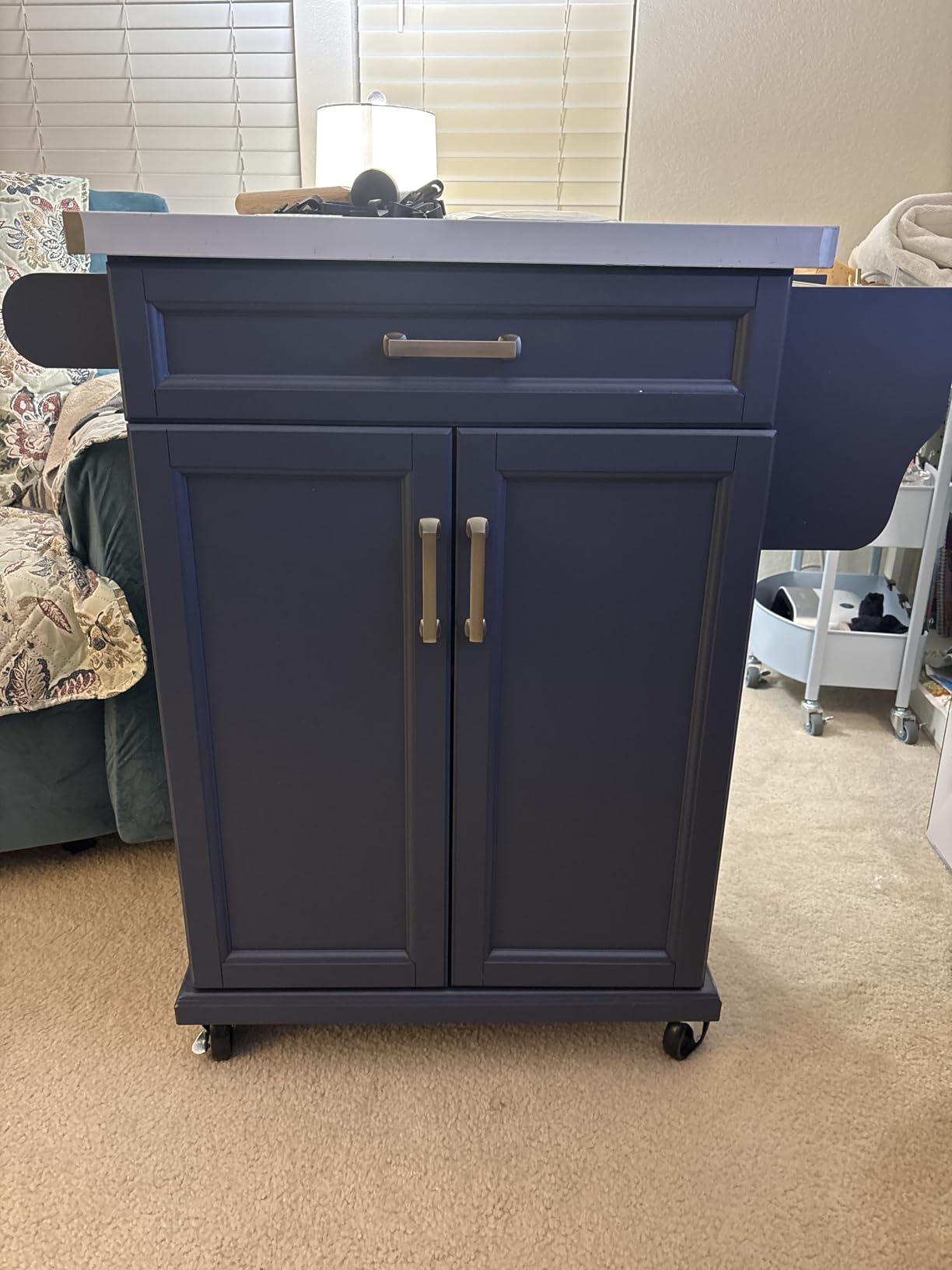 HOMCOM Kitchen Island on Wheels with Stainless Steel Countertop Black customer photo 1