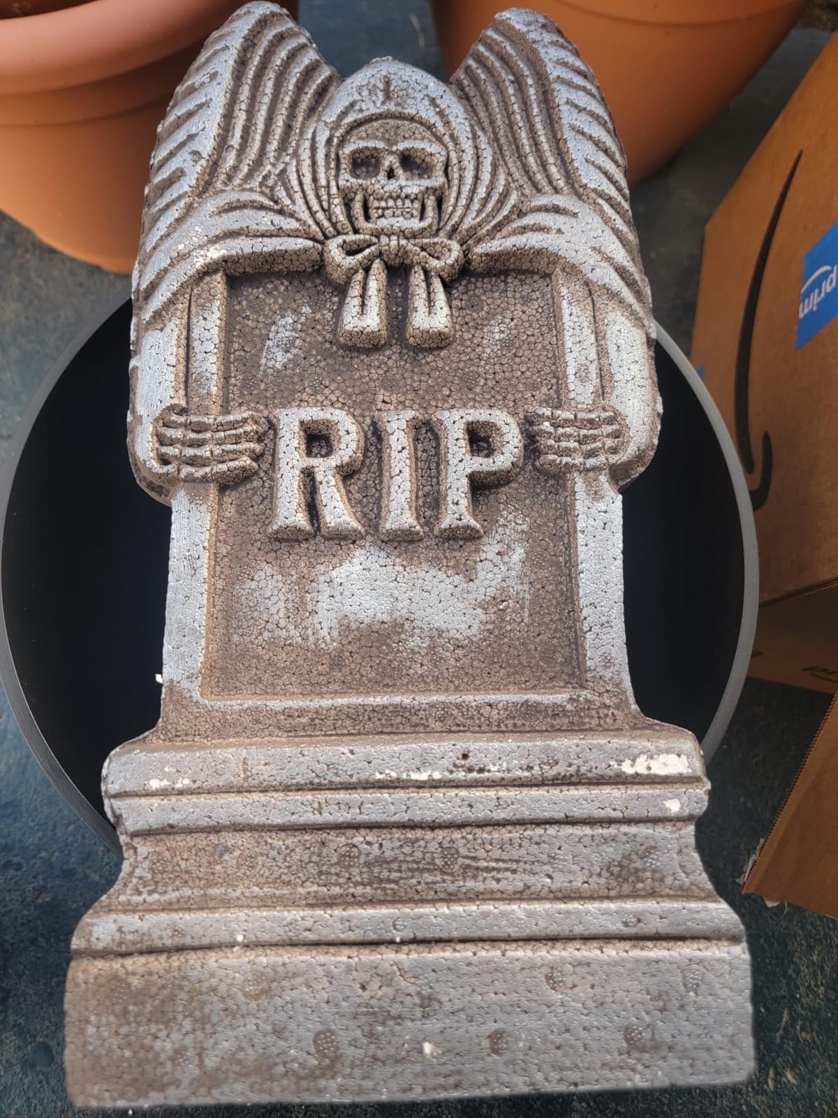 JOYIN 17” Halloween Foam RIP Graveyard Tombstones (5 Pack), Halloween Tombstones Outdoor Decorations for Graves Decorations with 12 Metal Stakes for Cemetery Yard Lawn Party Decor customer photo 1