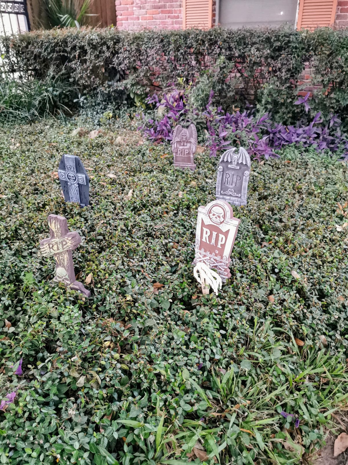 JOYIN 17” Halloween Foam RIP Graveyard Tombstones (5 Pack), Halloween Tombstones Outdoor Decorations for Graves Decorations with 12 Metal Stakes for Cemetery Yard Lawn Party Decor customer photo 2