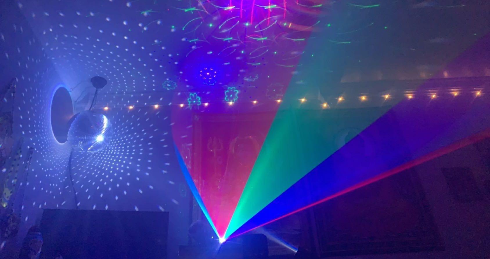 Professional RGB Laser Party Lights,Sound Activated DJ Disco Light,DMX512 Remote Control Scanner Beam Effect Lazer Projector Lighting for Show KTV Bar Club School Dances Corporate Event Mobile DJs customer photo 2