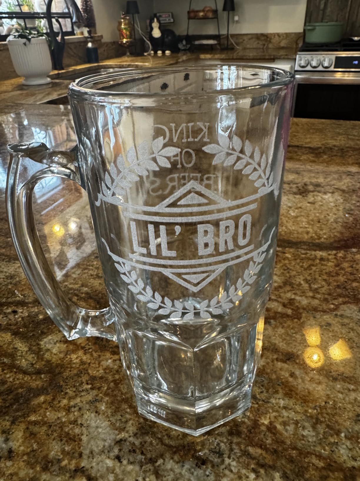 Personalized Engraved 16oz Glass Beer Mug - Custom Beer Gifts, Customized Father's Day, Gift for Dad, Birthday Present for Him, Boyfriend Brother, Gifts for Men Etched - Your Text Here customer photo 2