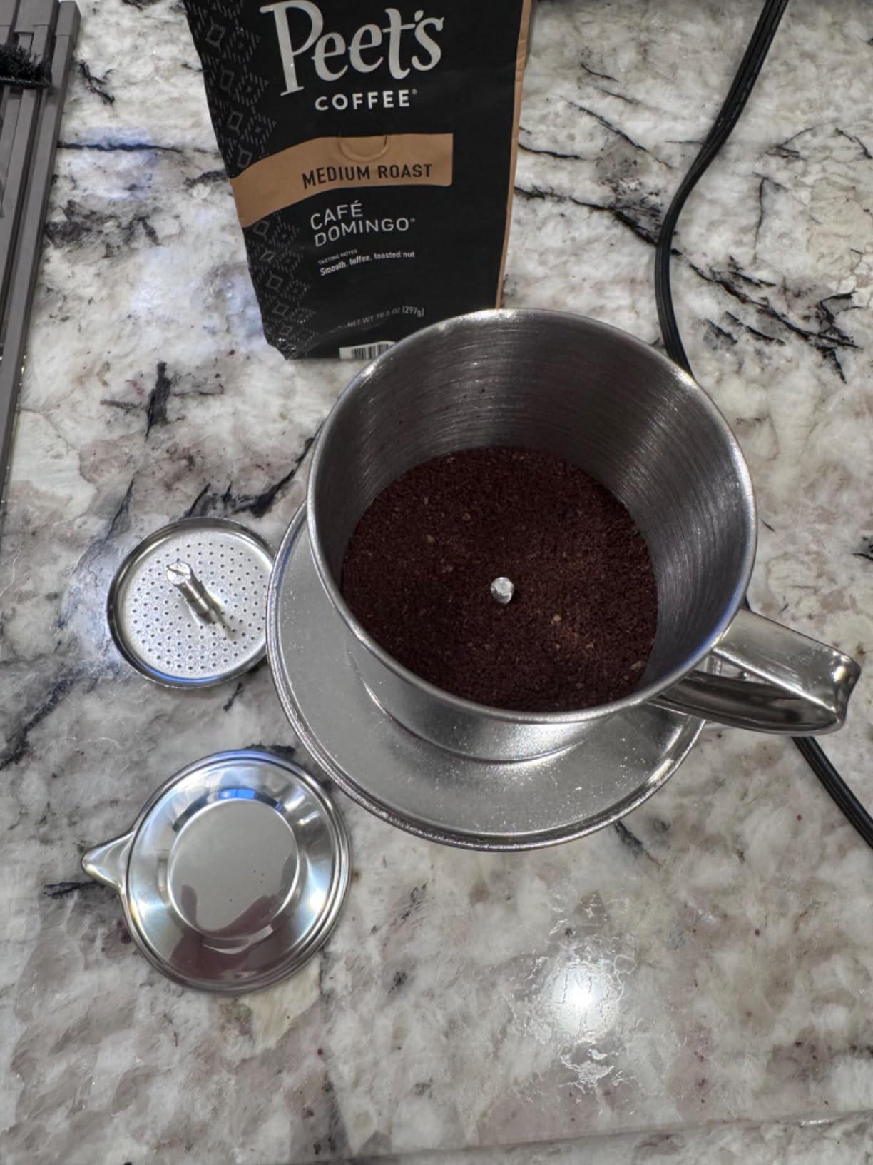 Vietnamese Coffee Filter Maker Press. Screw Down Phin Made in Vietnam. Authentic (1, Medium (8 oz)) customer photo 2