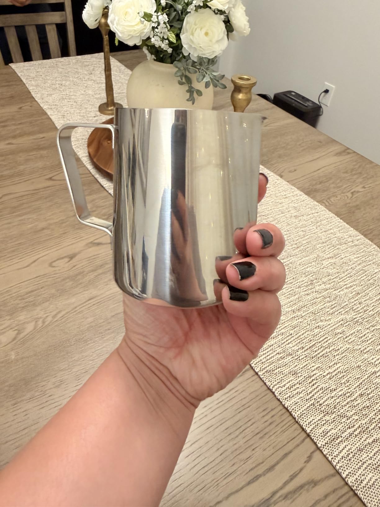 Milk Frothing Pitcher, 8.5oz/12oz/20oz/32oz/50oz/66oz Milk Frother Cup Stainless Steel, Espresso Accessories, Milk Steaming Pitchers Coffee Cappuccino Latte Art Barista Milk Jug Cup with Art Pen,12oz customer photo 2