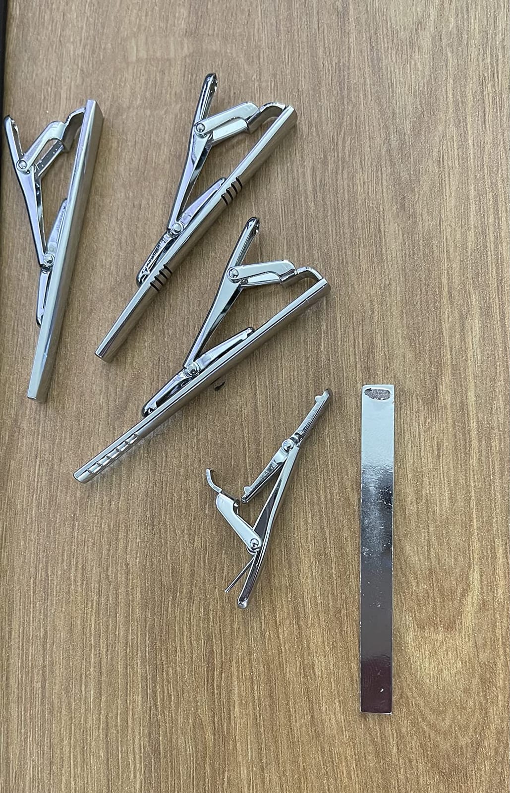 Lystaii 4Pcs Tie Tack Pins & Clips Set for Men Silver Metal Necktie Bars customer photo 2