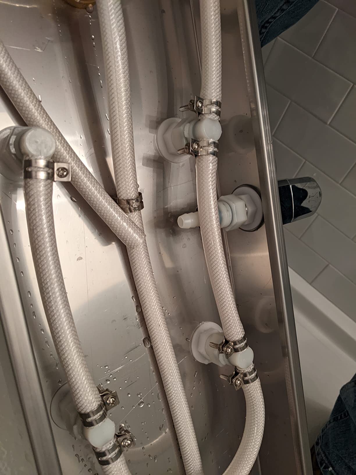 ROVOGO Shower Panel Tower System With Adjustable Shower Head, Brushed | 6 Body Jets, Self-Cleaning Rain Shower and Handheld, Brass Shower Arm and Valves, Stainless Steel Shower Column, 47-1/4 Inch customer photo 1