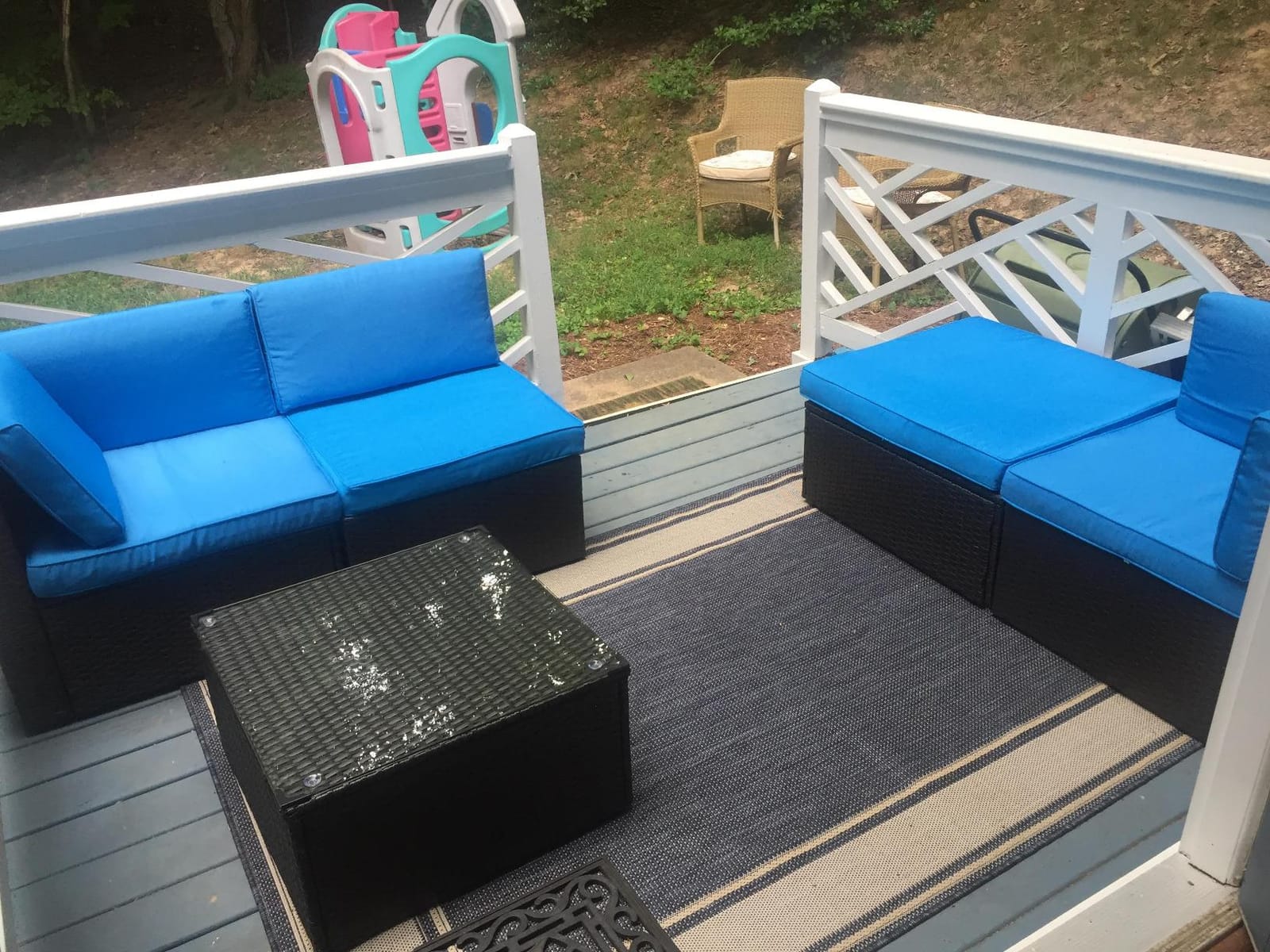 Devoko 5 Pieces Patio Furniture Sets Outdoor Sectional Patio Sofa | All Weather Manual Weaving Wicker Rattan Patio Seating Sofas with Cushion and Glass Table (Beige) customer photo 1