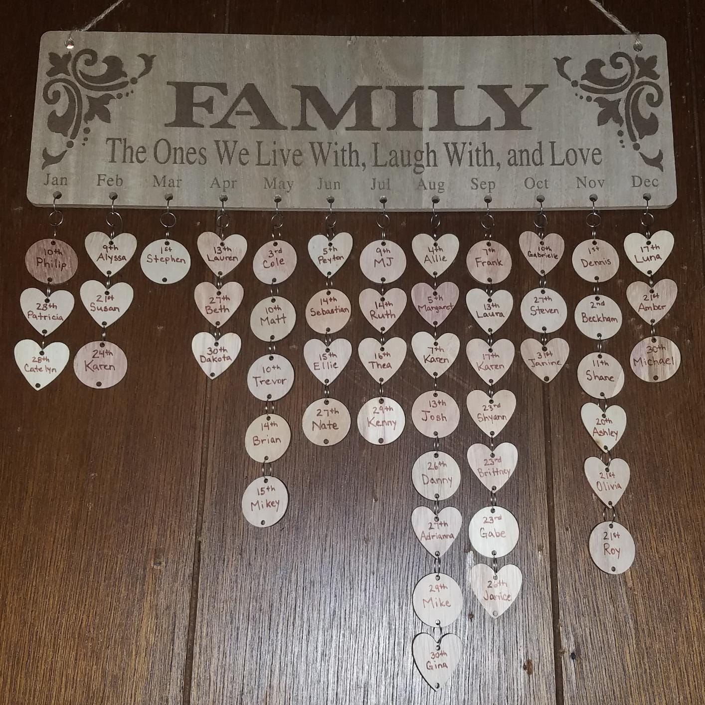 Family Birthday Reminder Calendar Board with 100 Tags, Model JL01 customer photo 2