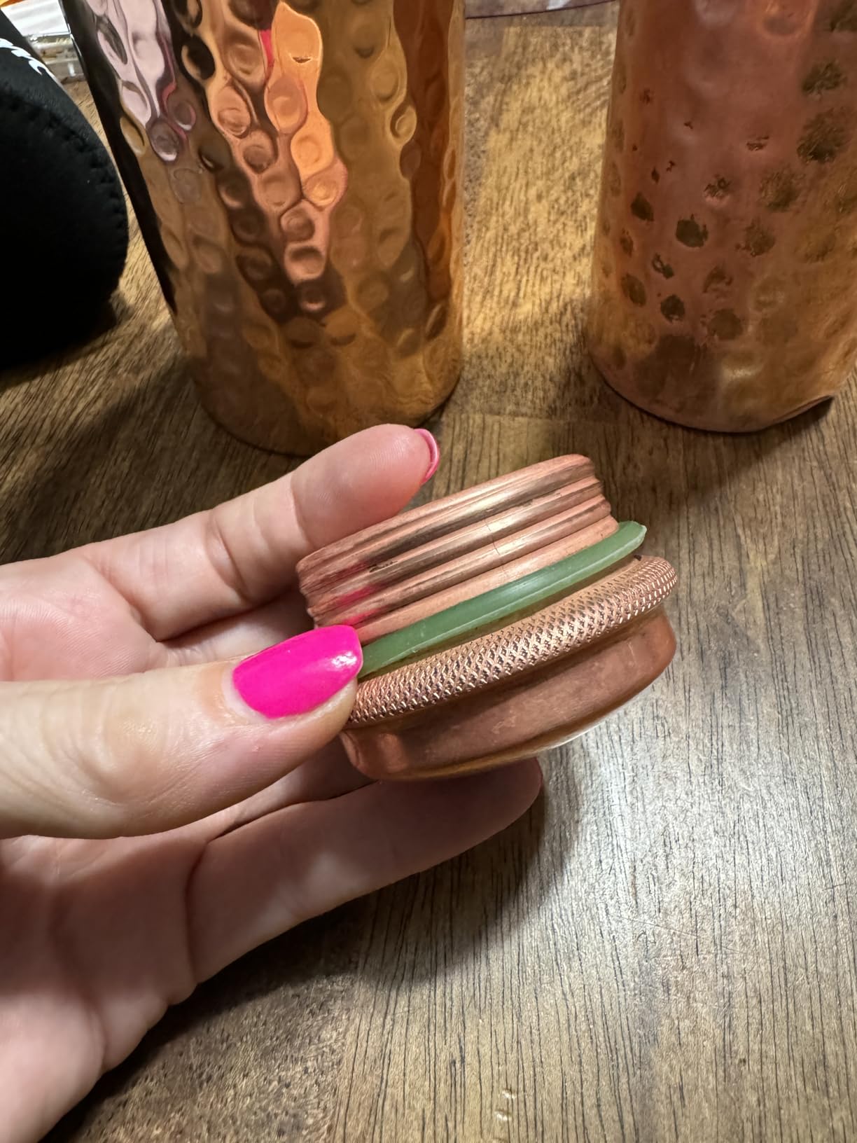 Otiem 100% Copper Water Bottle for Drinking Water, 34 Oz Hammered Finish customer photo 1
