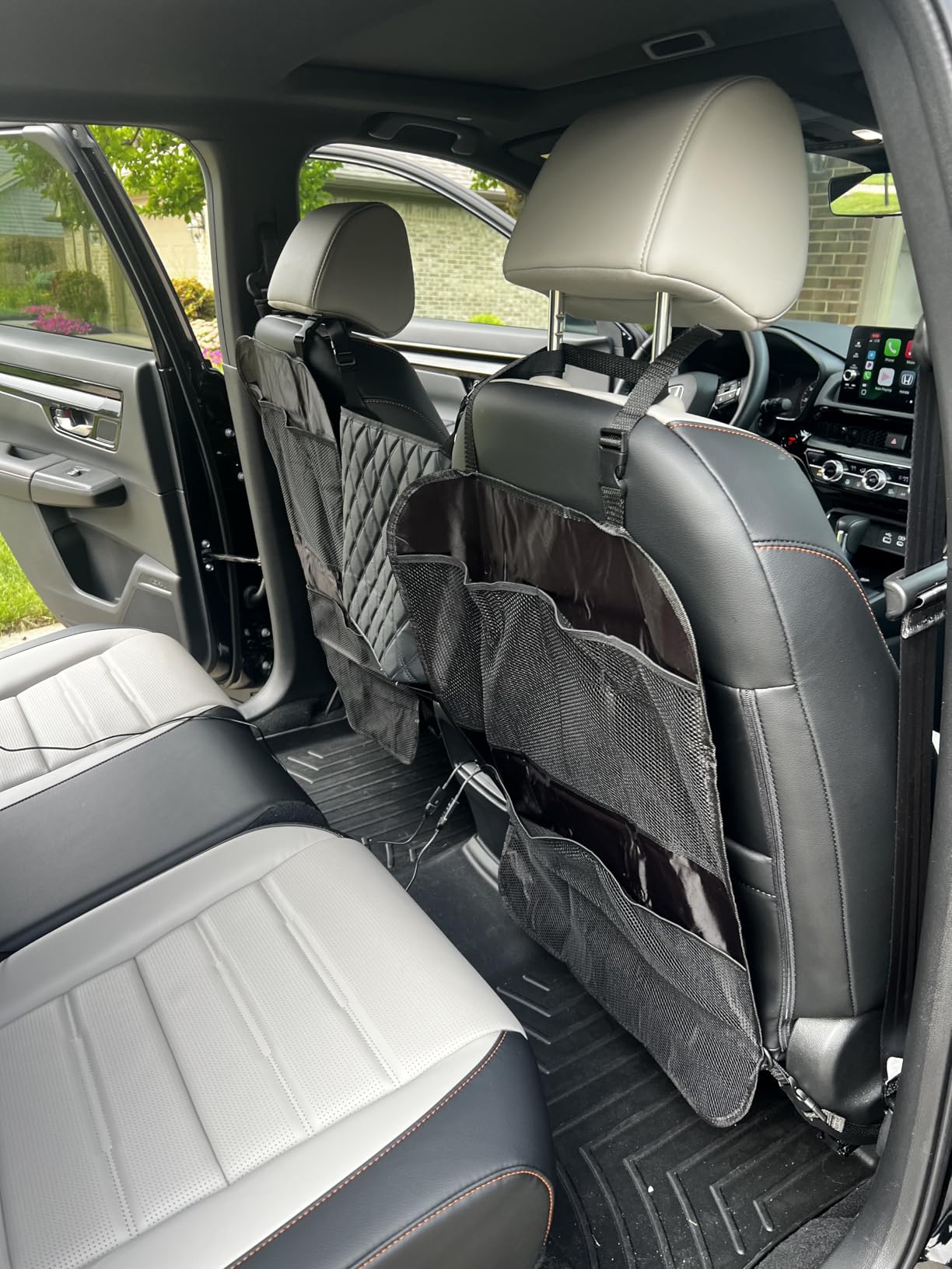 lebogner Back Seat Cover For Kids + 3 Pocket Storage Organizer, 2 Pack X-Large Waterproof Kick Mats Backseat Protector, Car Seat Back Protectors For Vehicles To Protect From Dirt, Mud & Scratches customer photo 2