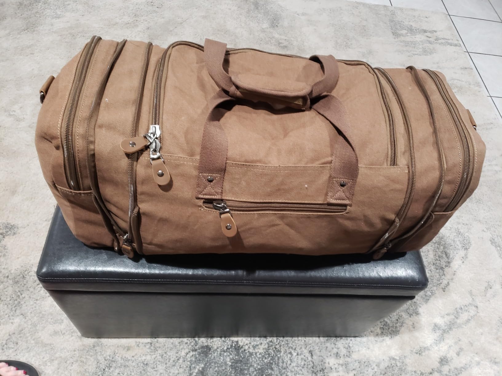 Gonex Canvas Duffle Bag, Expandable 60L Travel Overnight Weekender Bag customer photo 1