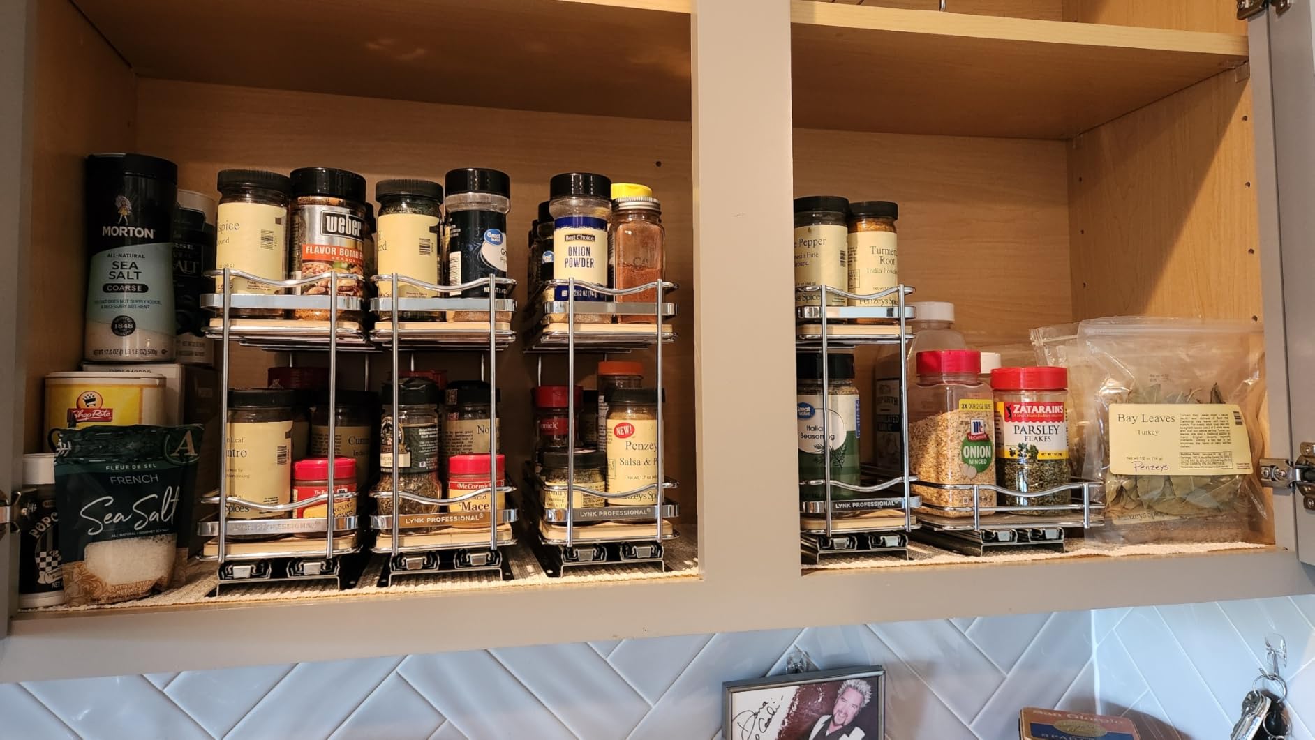 LYNK PROFESSIONAL® Pull Out Spice Organization for Cabinets - 4-3/8 inch Wide – Spice Rack for Inside Cabinets, Slide Out Spice Rack Organizer for cabinet – Pull Out Spice Rack, Sliding 2 Tier Chrome customer photo 1
