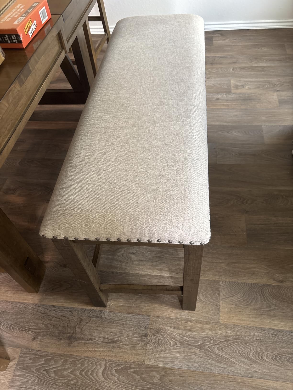 Signature Design by Ashley Moriville Wood Upholstered Dining Bench, Beige customer photo 1