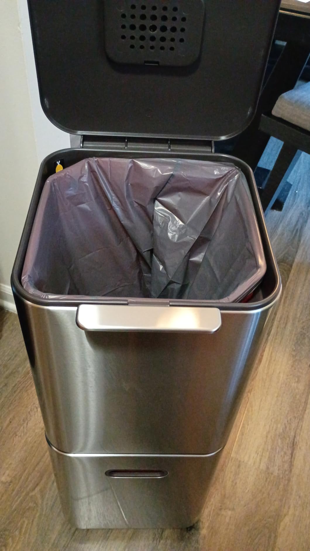Joseph Joseph Totem Max 60 Liter/15.85 Gallon Waste Separation and Recycling Kitchen Trash Can with Odor Filter and Removable Food Waste Caddy, Stainless Steel customer photo 1