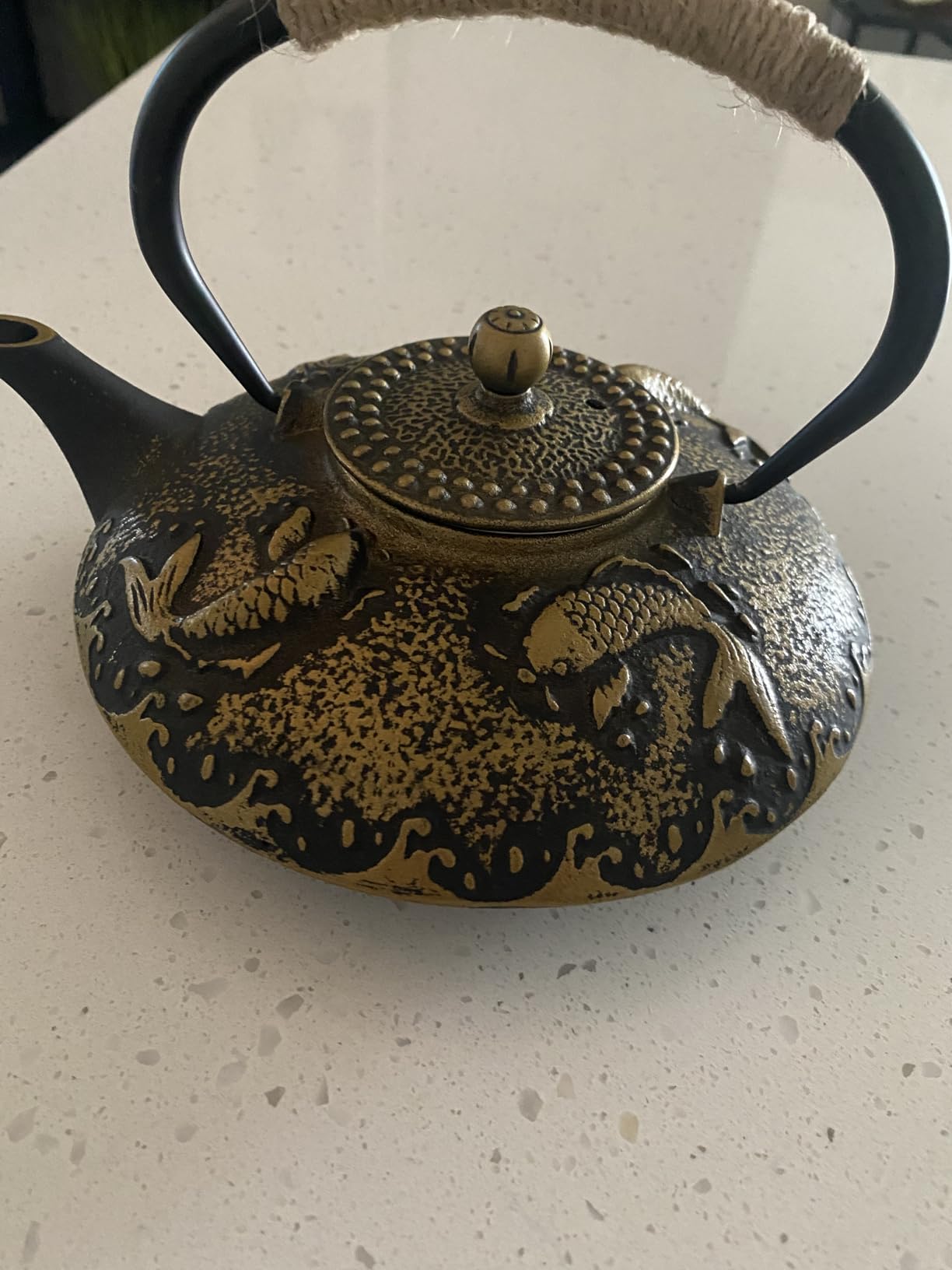 Ufine Blue Floral Cast Iron Teapot Set 28 oz Tea Kettle with 4 Cups, Trivet customer photo 1