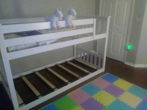 Max & Lily Twin Over Twin Low Bunk Bed, Blue customer photo 2