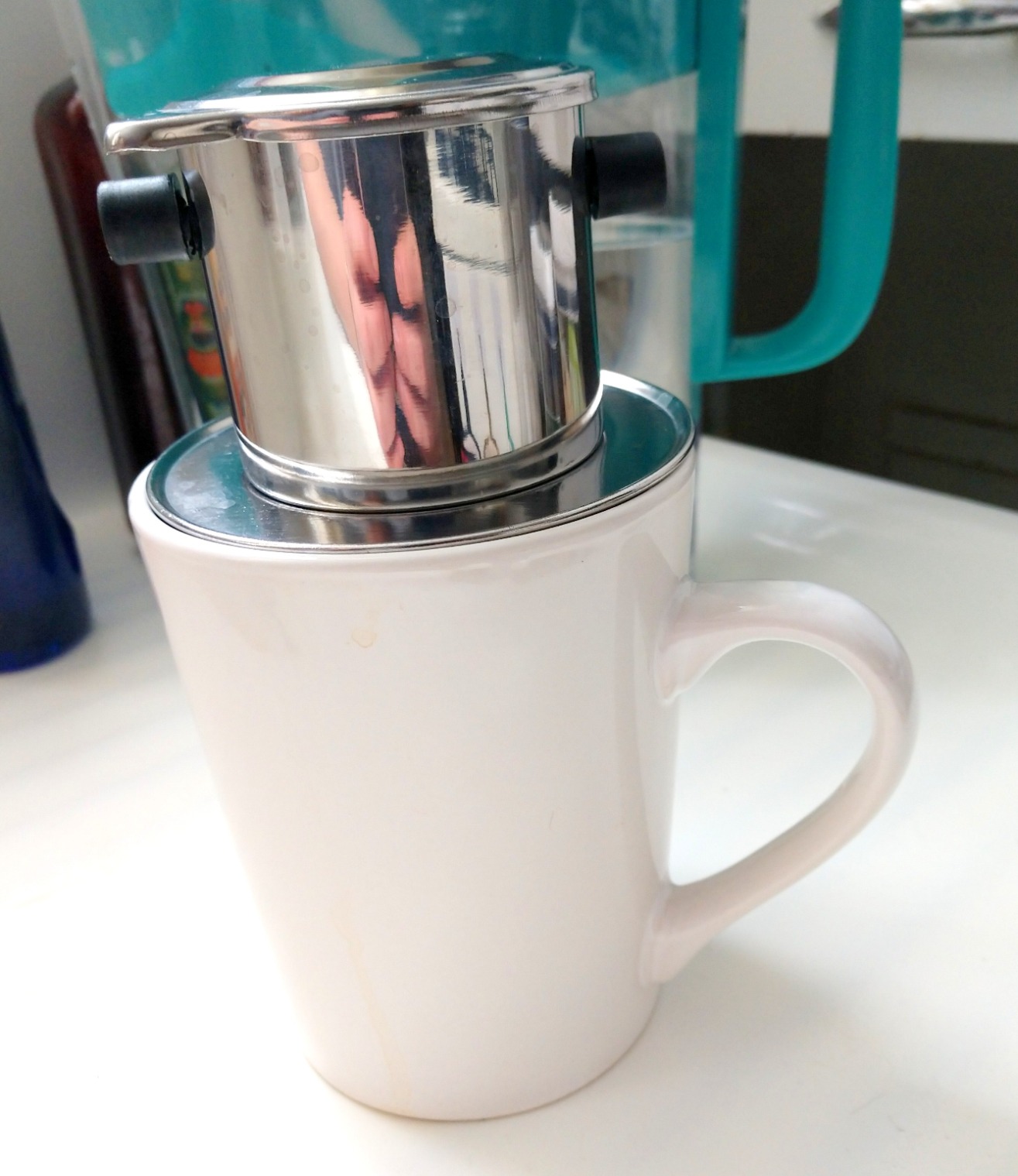 Vietnamese coffee maker filter set, French press style pour-over coffee dripper, Portable 1-cup single-serve reusable coffee press, 8oz medium (1) customer photo 2