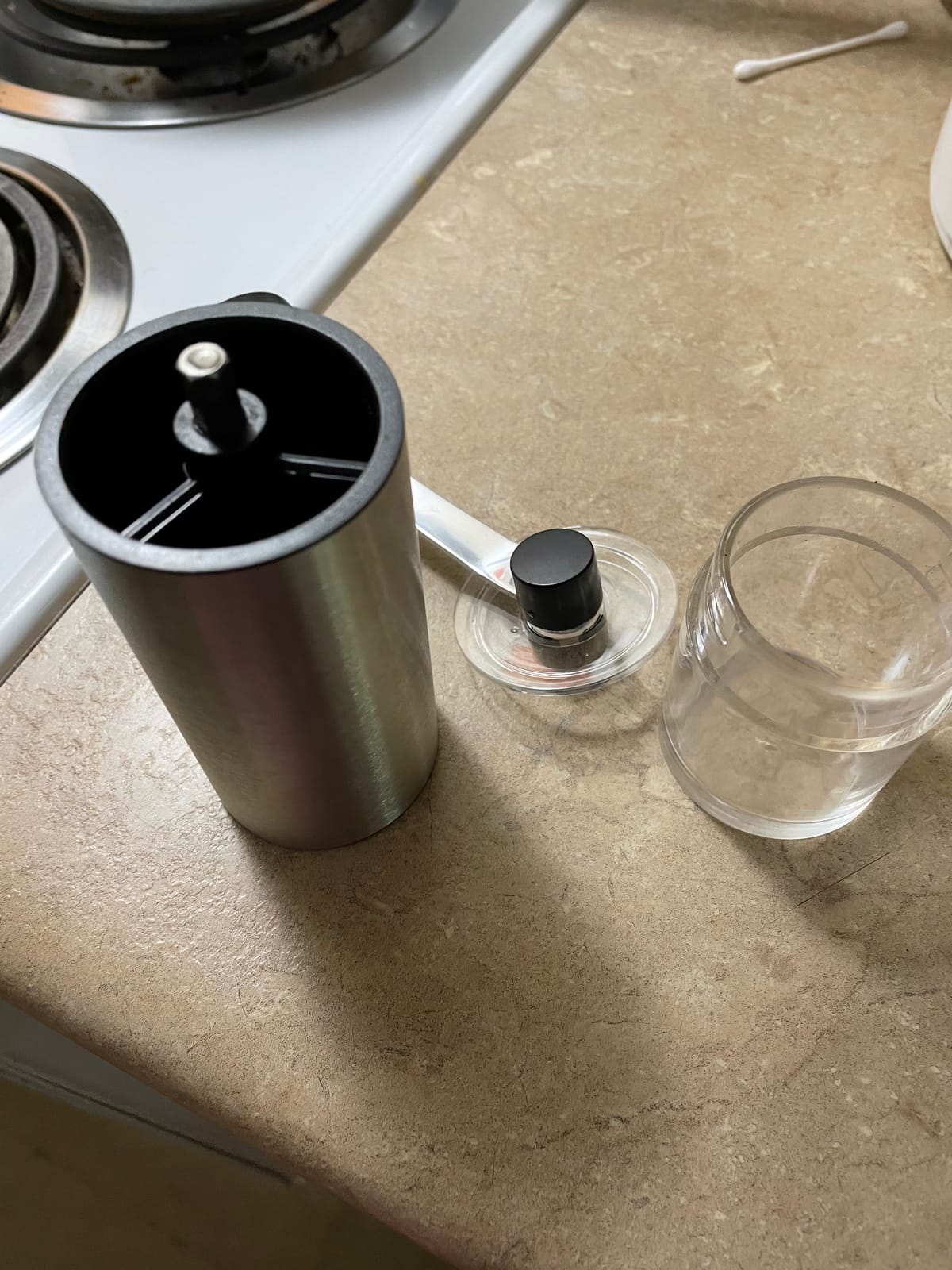 LHS Manual Coffee Grinder Ceramic Burrs Adjustable Coarseness 2 Containers customer photo 1