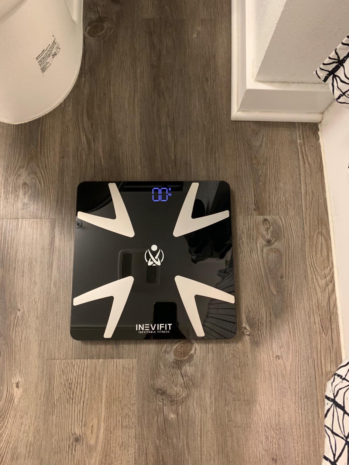 INEVIFIT EROS Bluetooth Body Fat Scale Smart BMI Highly Accurate Digital Bathroom Body Composition Analyzer with Wireless Smartphone APP 400 lbs 11.8 x 11.8 inch (White) customer photo 1