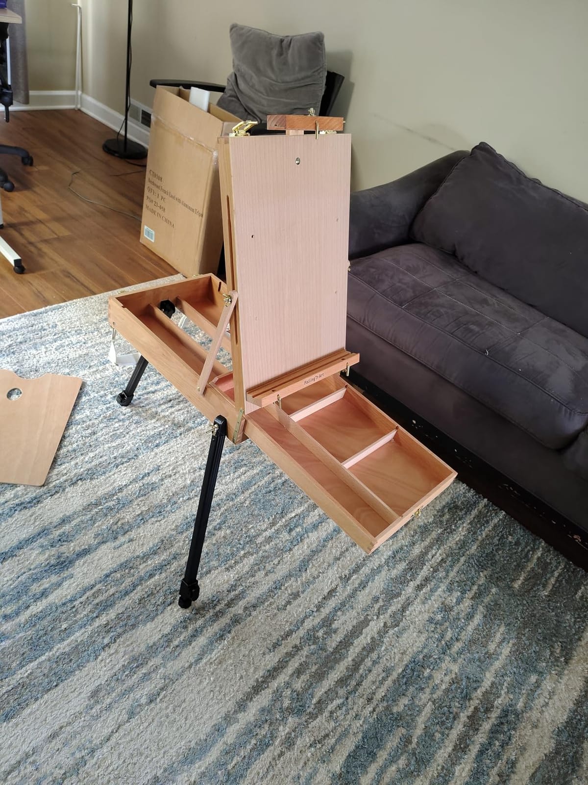 Falling in Art Light Weight French Style Field and Sketchbox Easel | Adjustable Beechwood Tripod standing easel with Aluminum Tripod, Drawer, Palette for Painting & Drawing customer photo 2