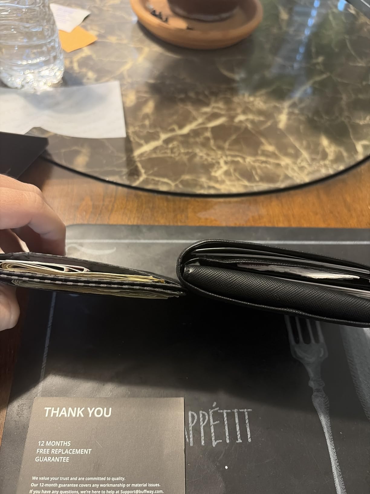 Buffway Slim Minimalist Front Pocket RFID Blocking Leather Wallets for Men and Women - Carbon Fiber Black customer photo 2