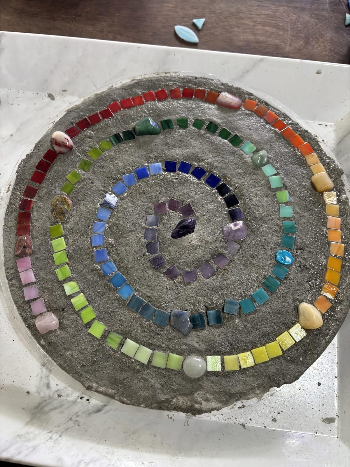 Lanyani 1050 Pieces Mixed Shapes Glass Mosaic Tiles for Crafts, Colorful Stained Glass Pieces for Mosaic Projects customer photo 1