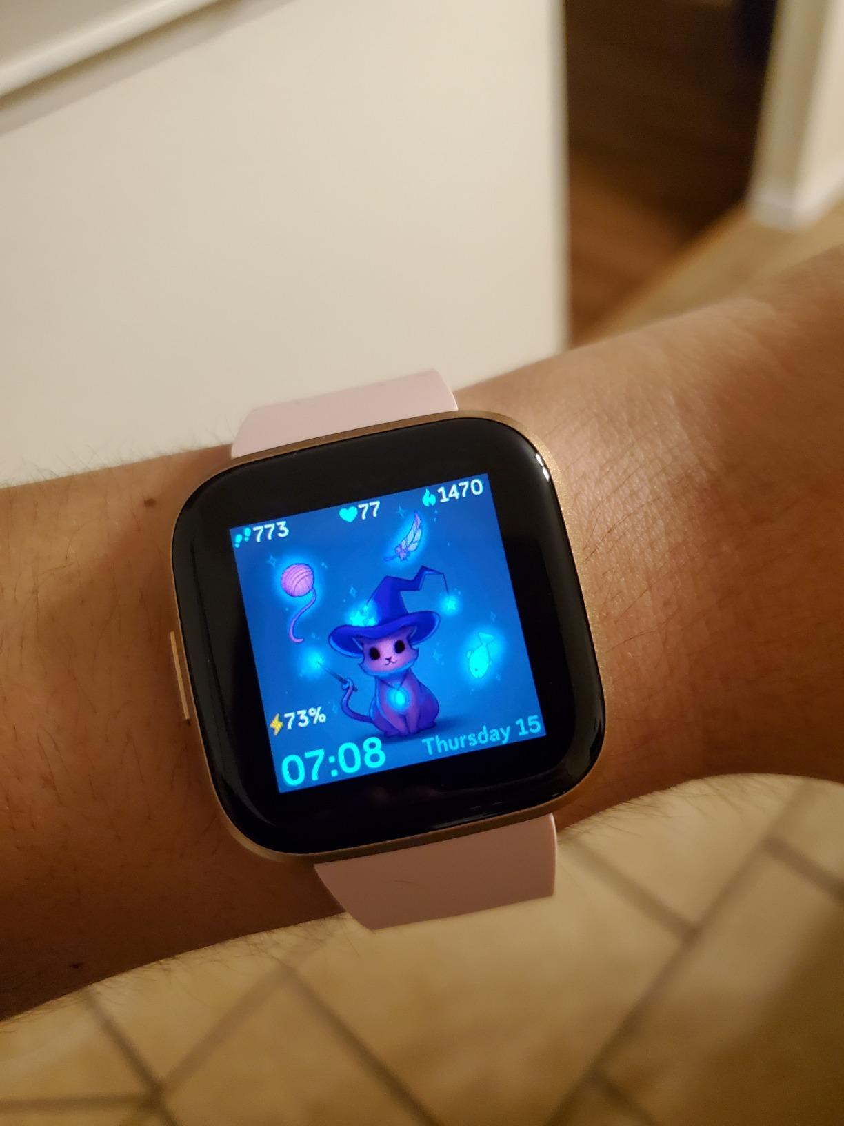 Fitbit Versa 2 Health and Fitness Smartwatch with Heart Rate, Music, Alexa Built-in, Sleep and Swim Tracking, Bordeaux/Copper Rose, One Size (S and L Bands Included) customer photo 2